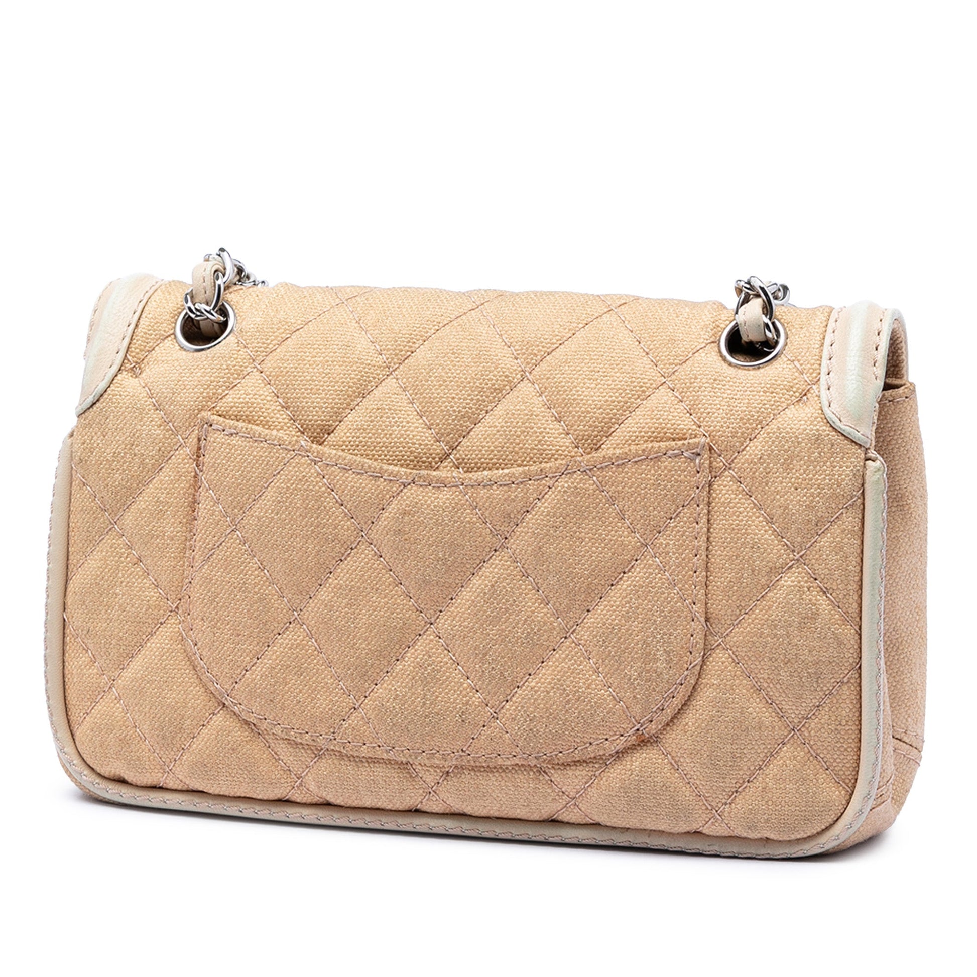 Chanel Medium Classic Canvas Lambskin Trimmed Double Flap