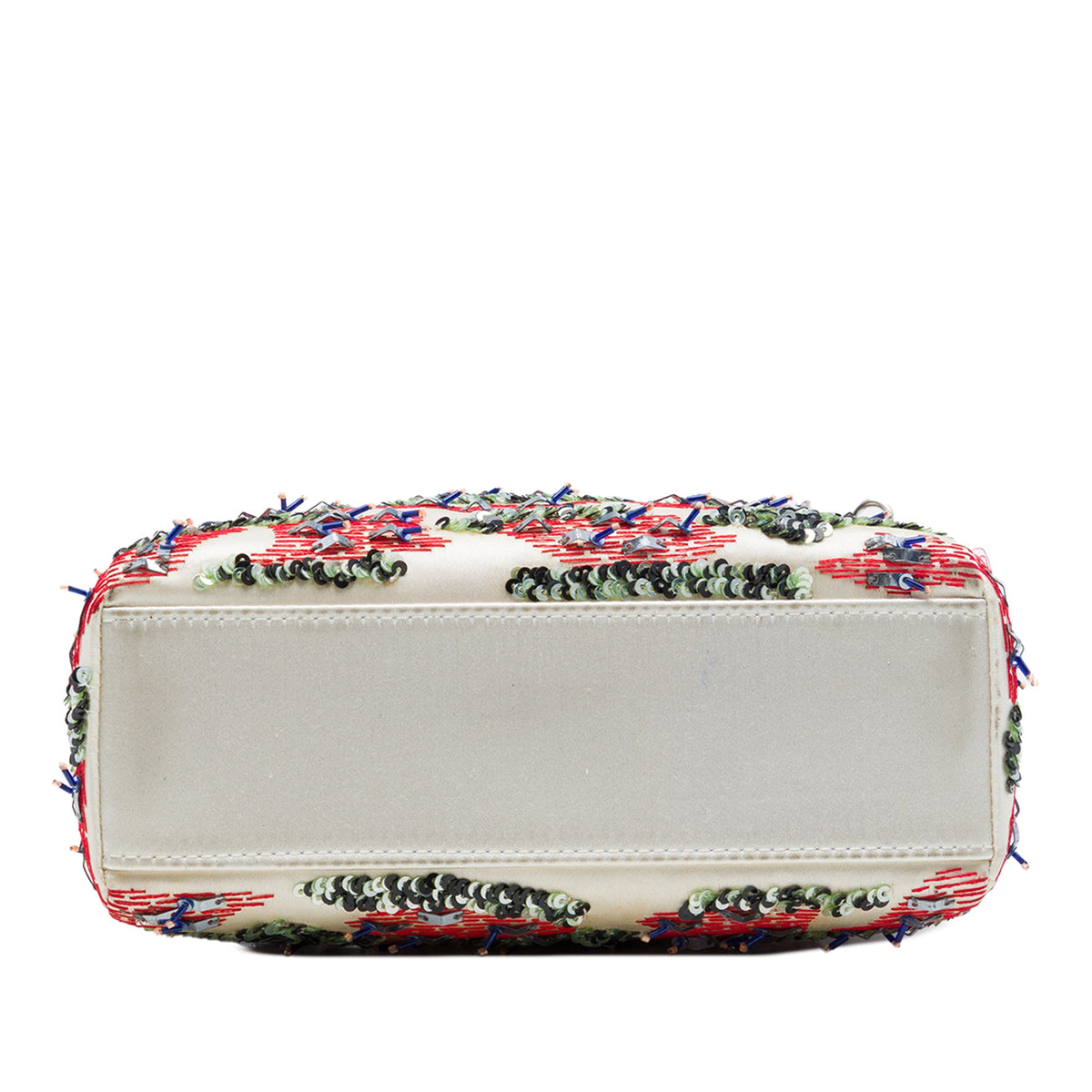 Dior Mini Satin Bead and Sequin Embellished Lady Dior — White