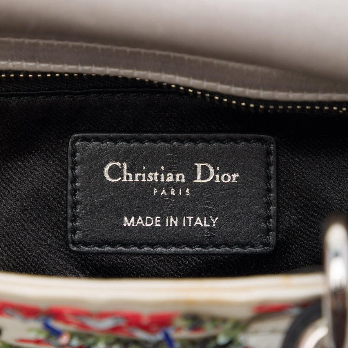 Dior Mini Satin Bead and Sequin Embellished Lady Dior — White