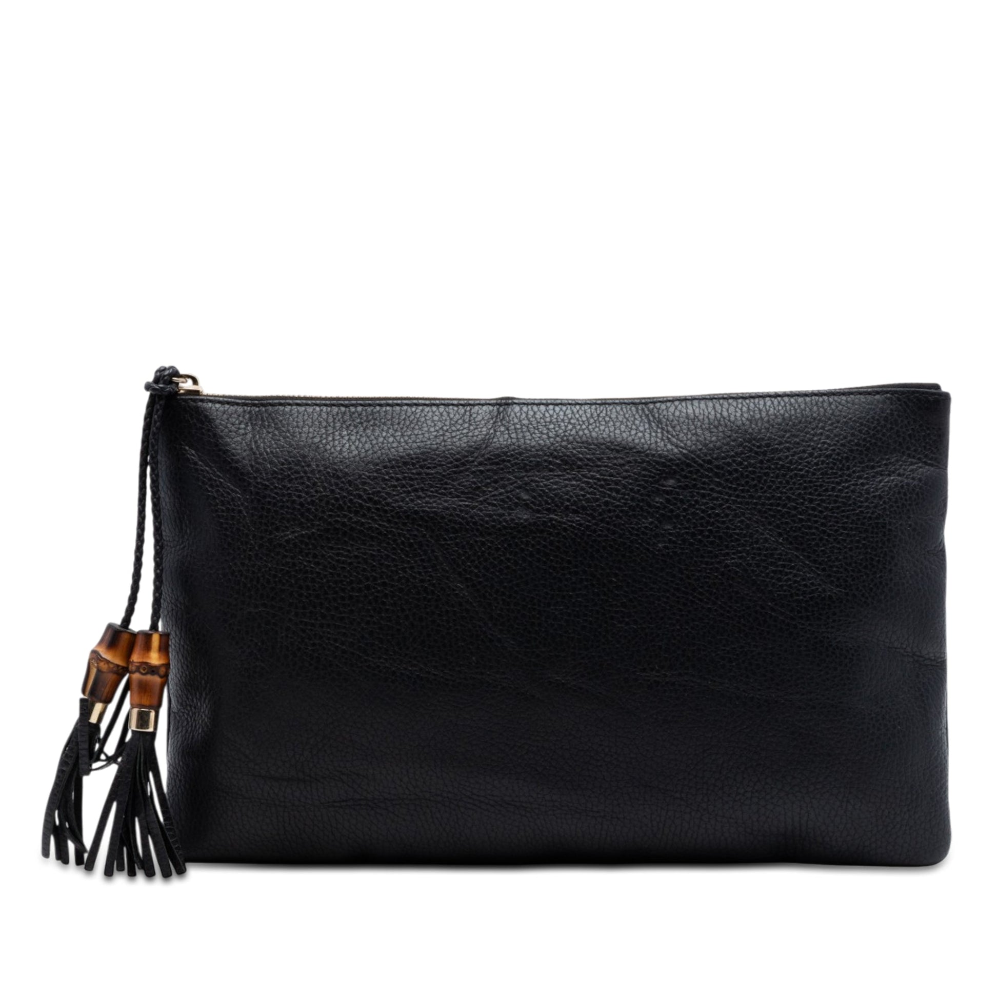 Gucci Calfskin Bamboo Tassel Clutch