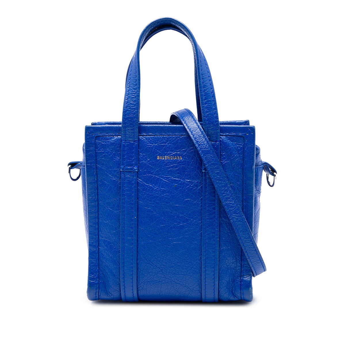 Balenciaga Lambskin Bazar Shopper Satchel XXS — Blue