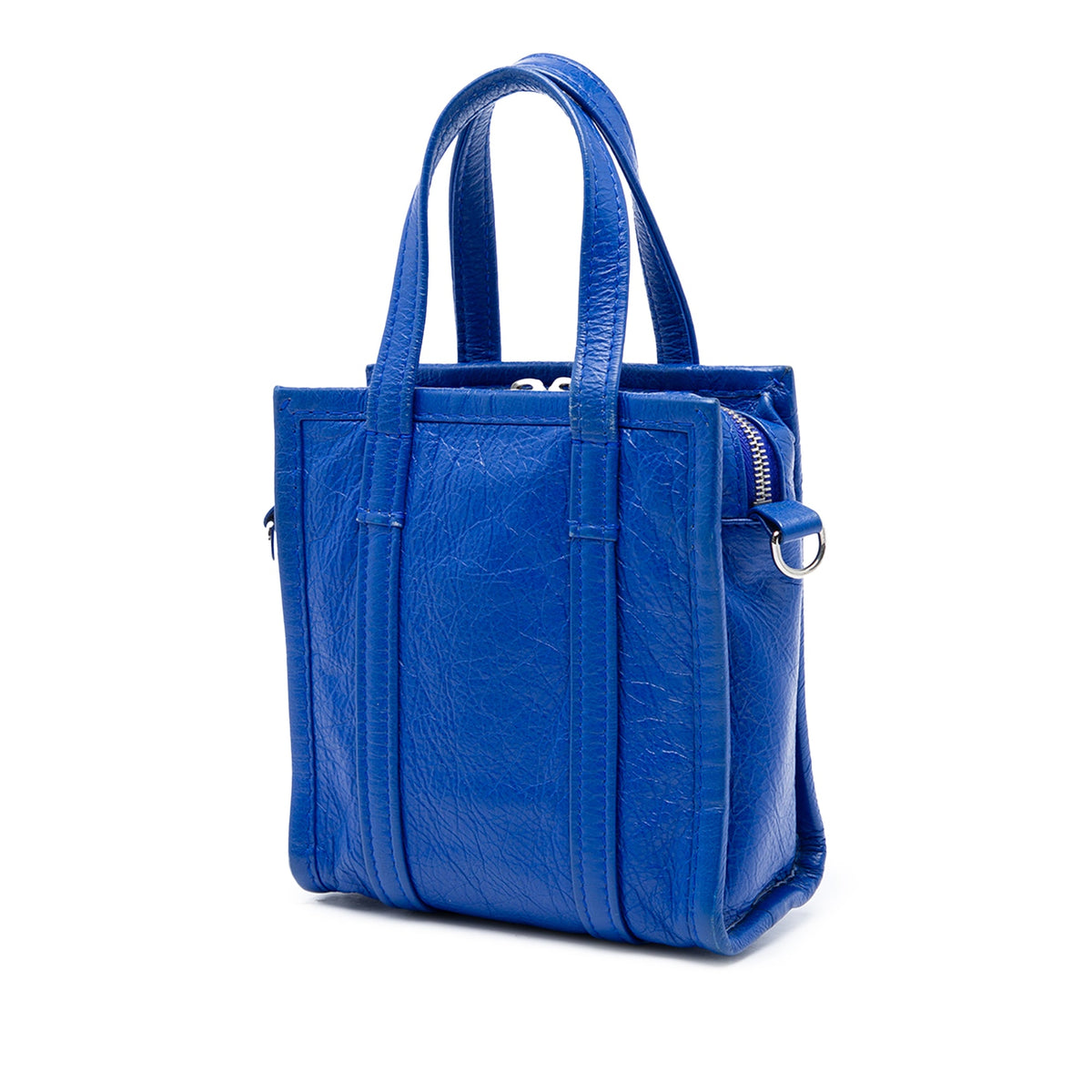 Balenciaga Lambskin Bazar Shopper Satchel XXS — Blue