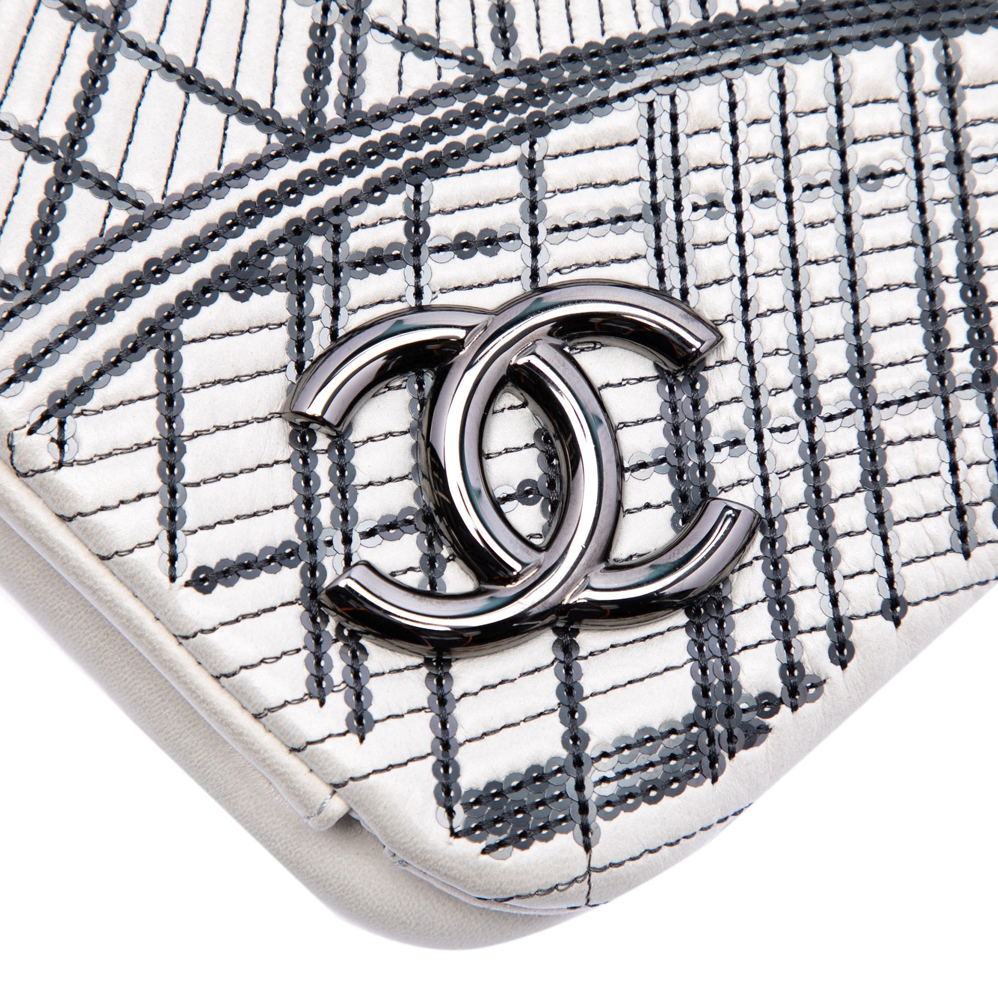 Chanel Sequin Embellished Lambskin Grand Palais Clutch