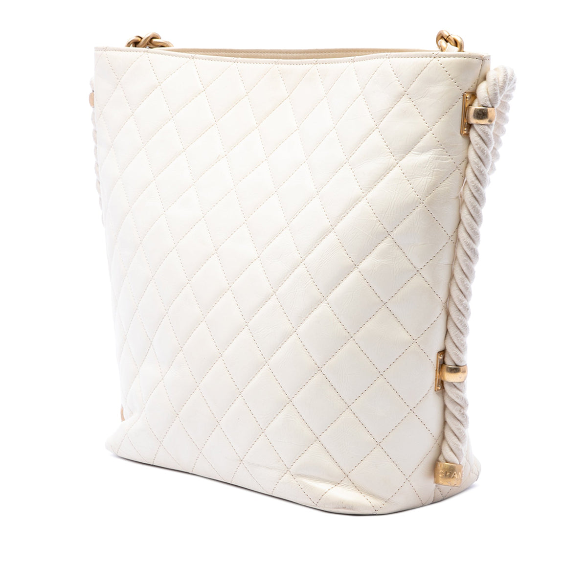 Chanel Crumpled Calfskin En Vogue Rope Satchel — White
