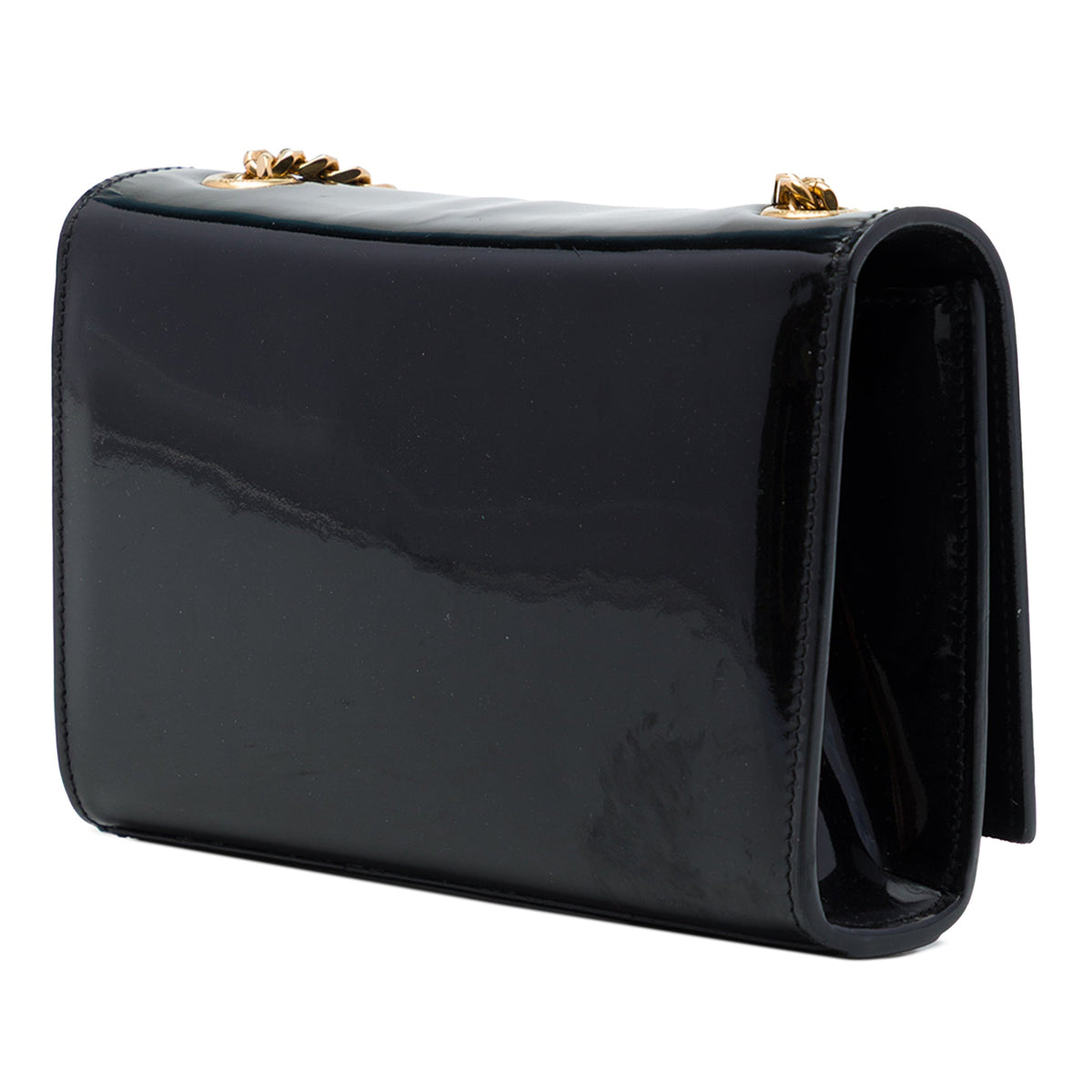 Saint Laurent Small Patent Monogram Kate Tassel Crossbody — Black