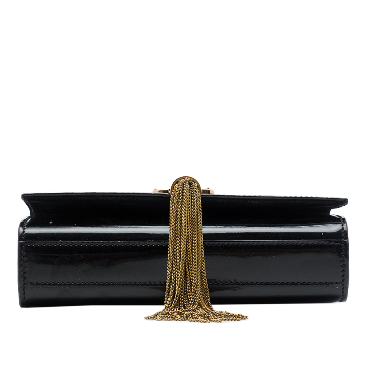 Saint Laurent Small Patent Monogram Kate Tassel Crossbody — Black