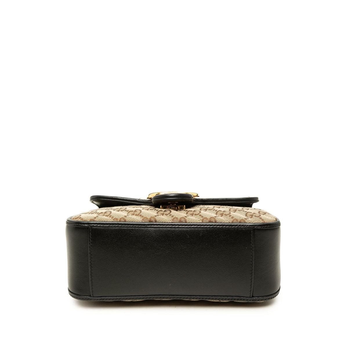 Gucci Mini GG Marmont Matelasse Diagonal GG Canvas and Calfskin Top Handle Bag — Beige