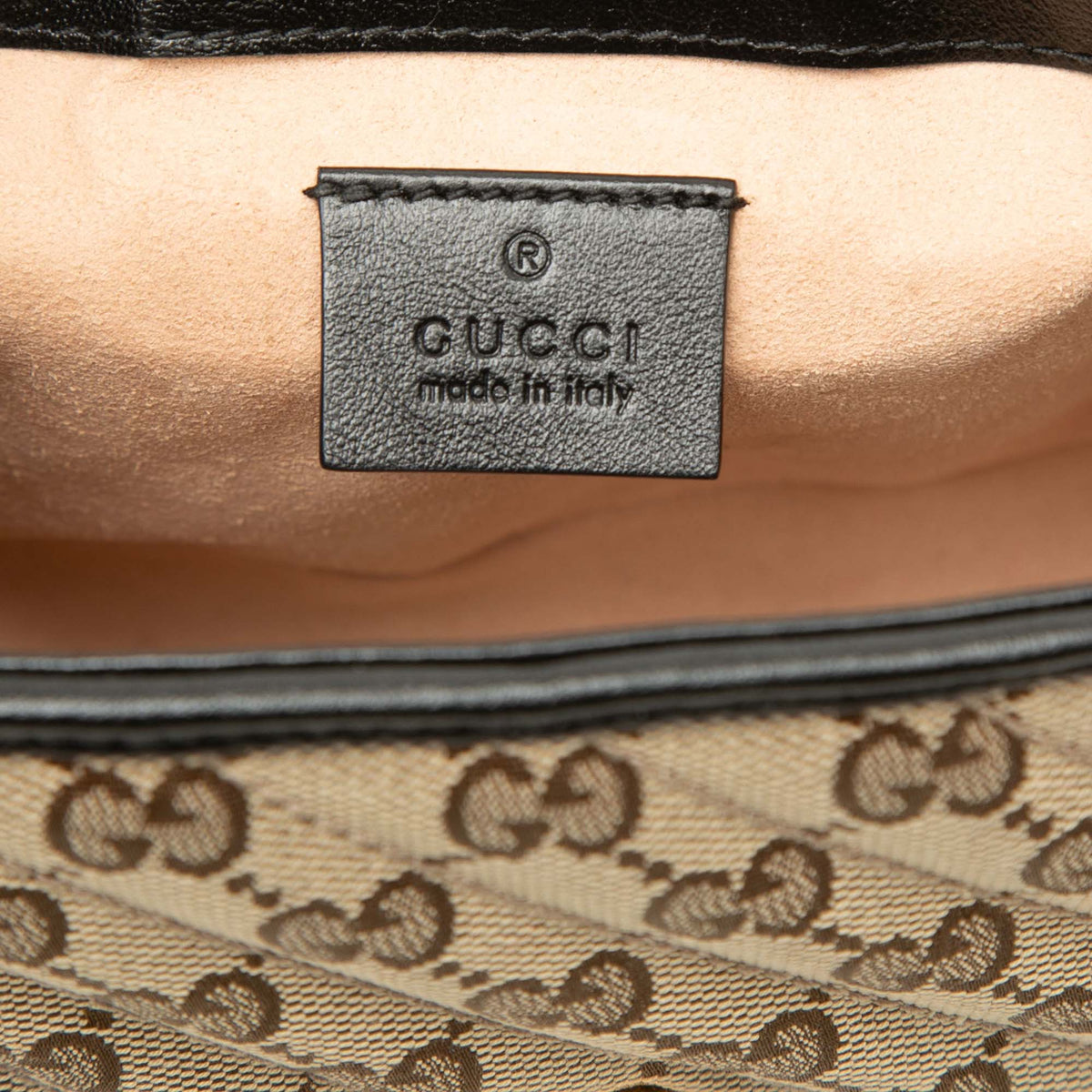 Gucci Mini GG Marmont Matelasse Diagonal GG Canvas and Calfskin Top Handle Bag — Beige