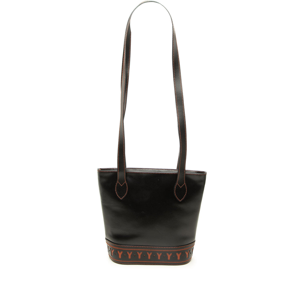 Saint Laurent Leather Y Cutout Shoulder Bag — Black