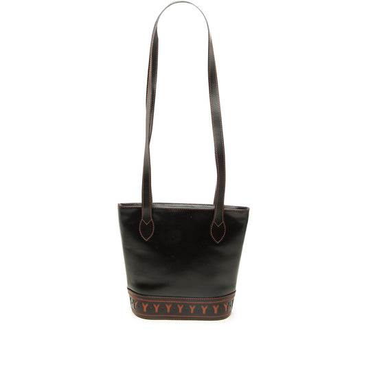 Saint Laurent Leather Y Cutout Shoulder Bag — Black