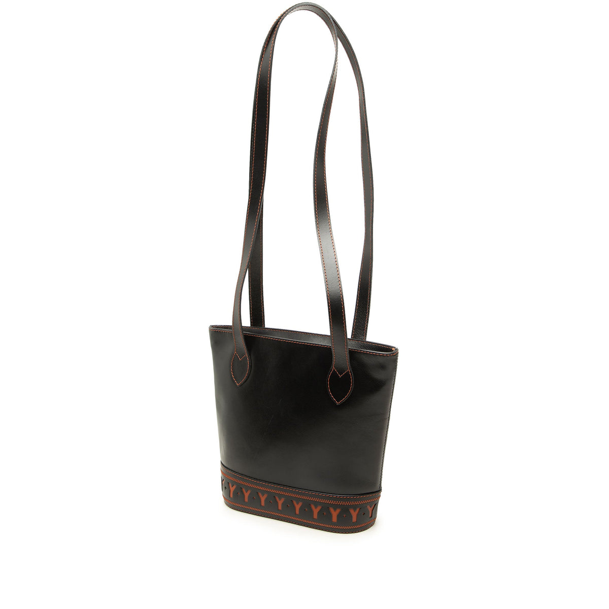 Saint Laurent Leather Y Cutout Shoulder Bag — Black