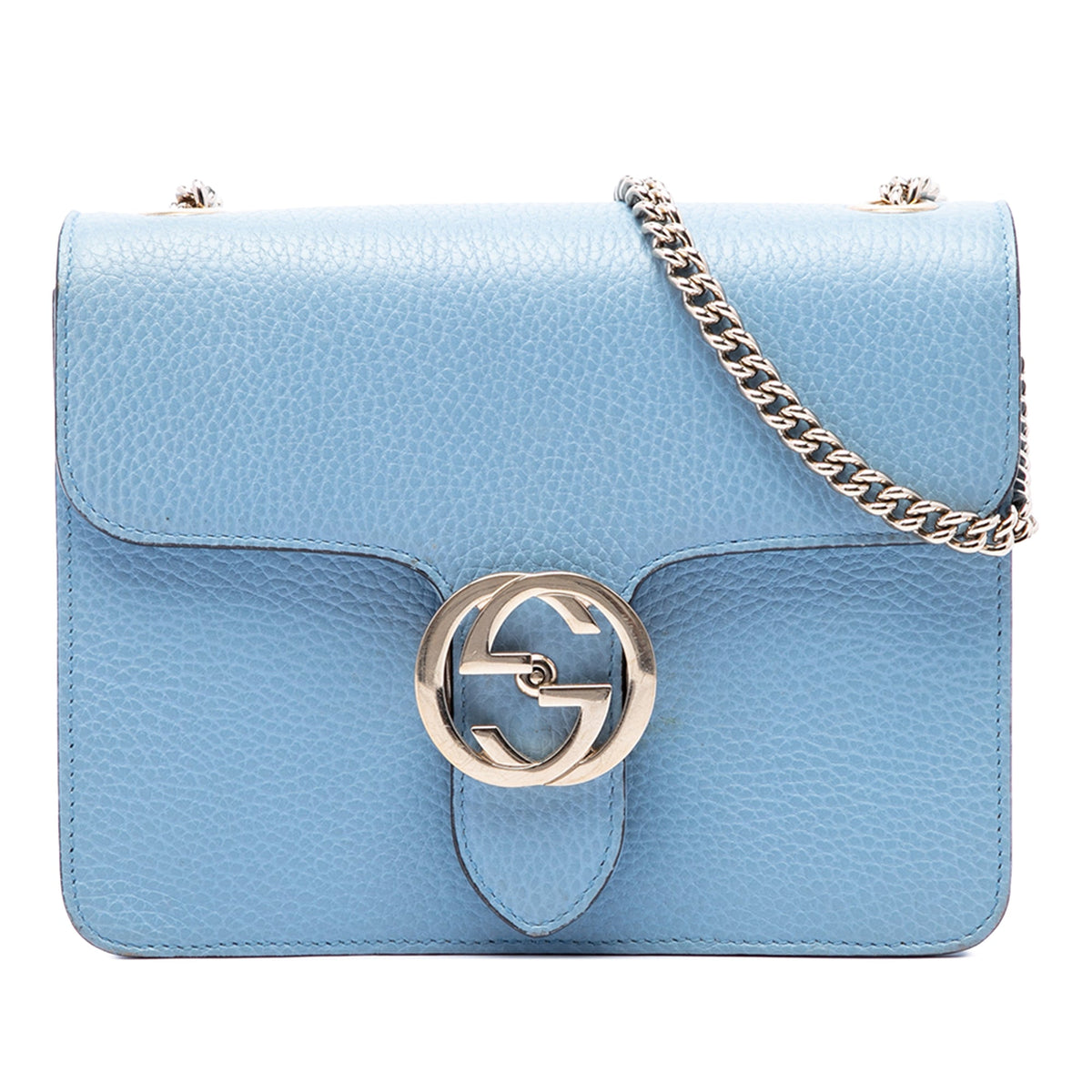 Gucci Small Dollar Calfskin Interlocking G Crossbody — Blue