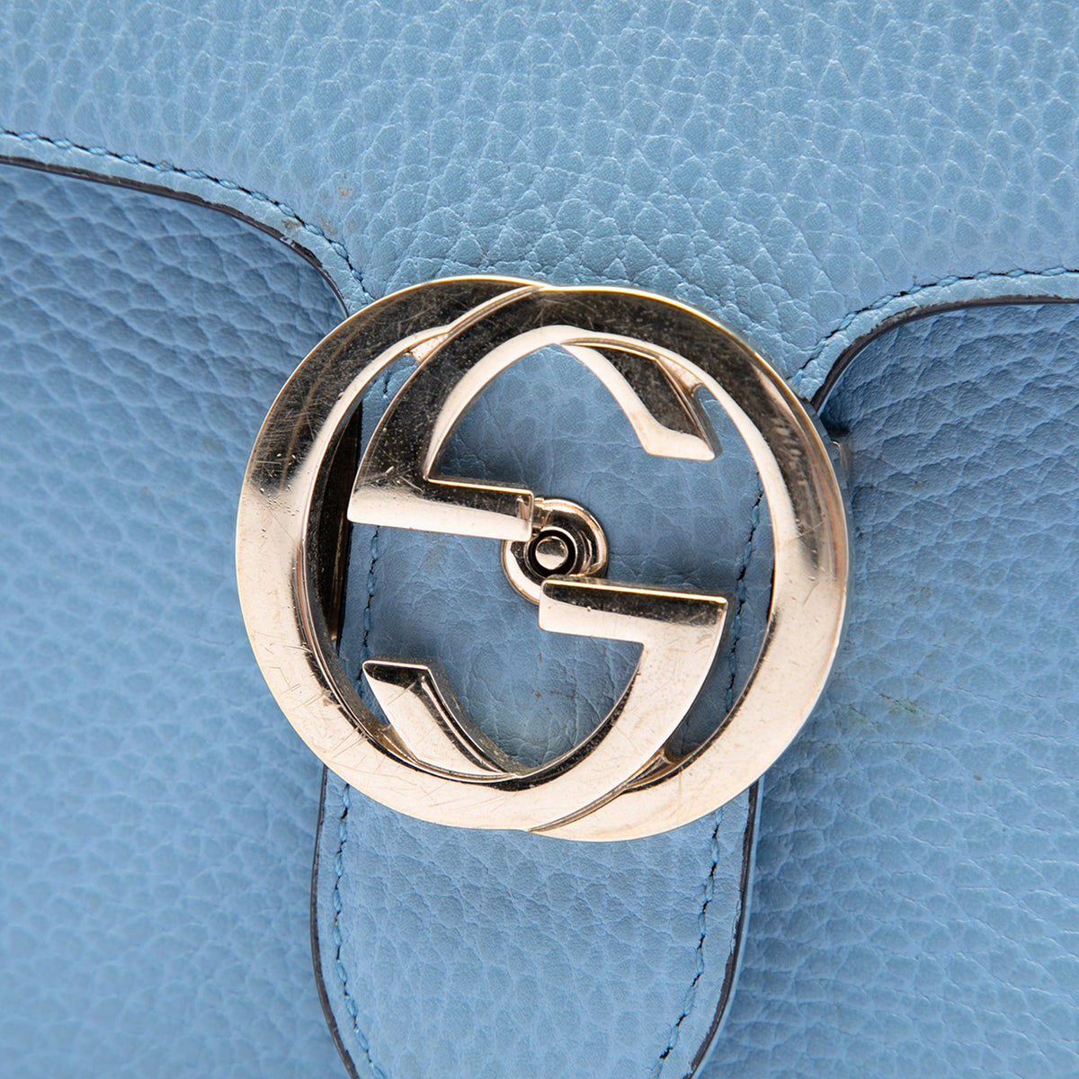 Gucci Small Dollar Calfskin Interlocking G Crossbody — Blue