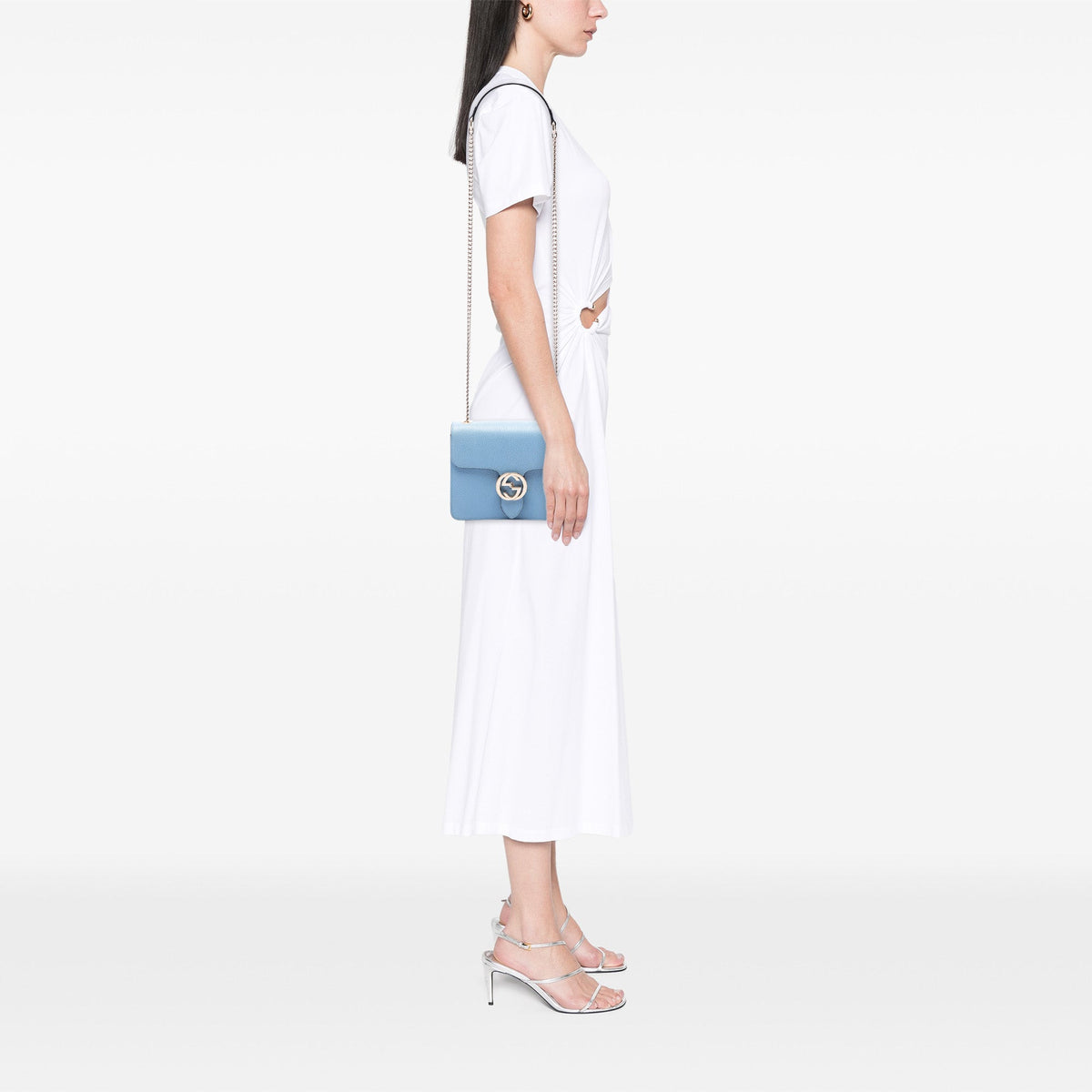 Gucci Small Dollar Calfskin Interlocking G Crossbody — Blue