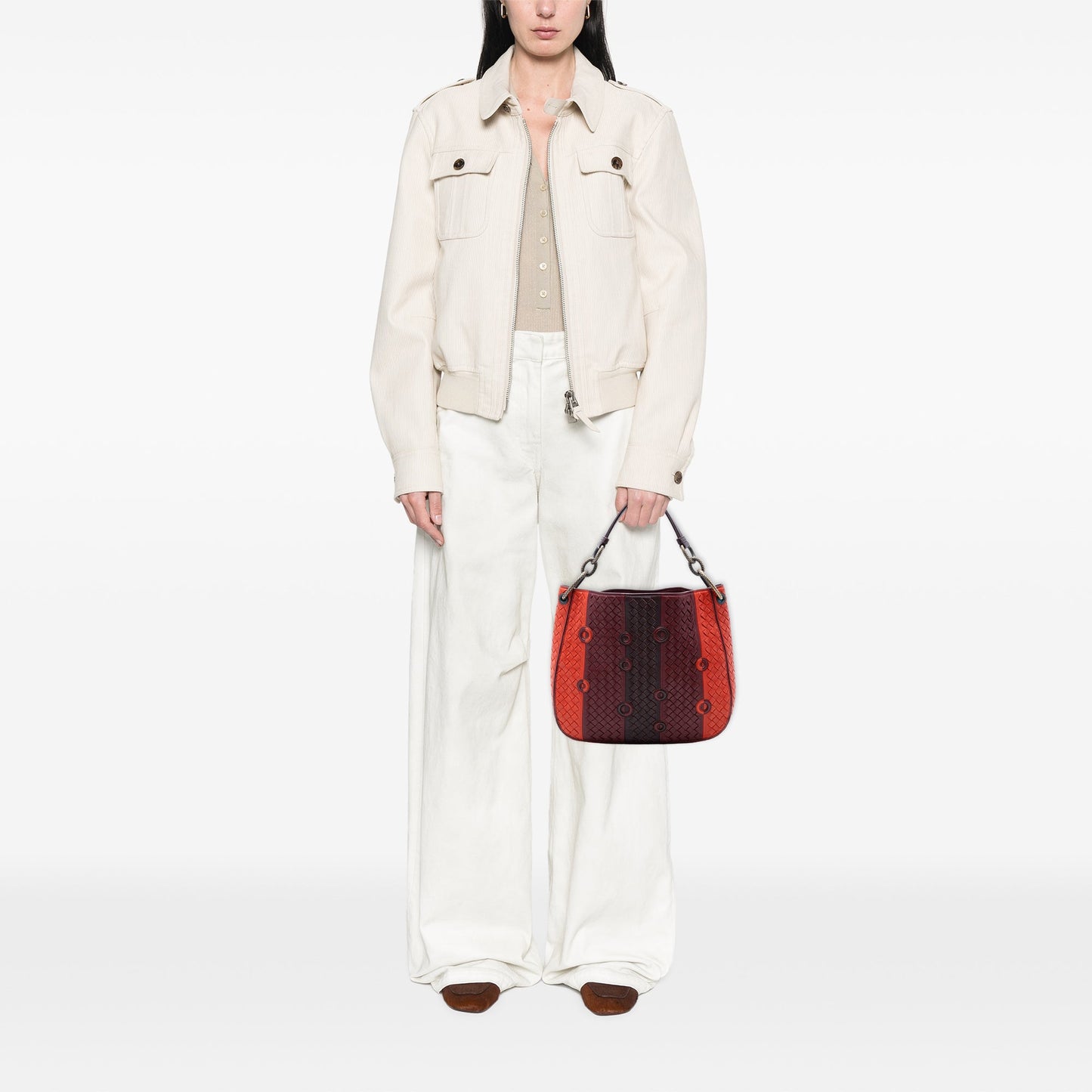 Bottega Veneta Multicolor Nappa Intrecciato Grommet Loop Hobo