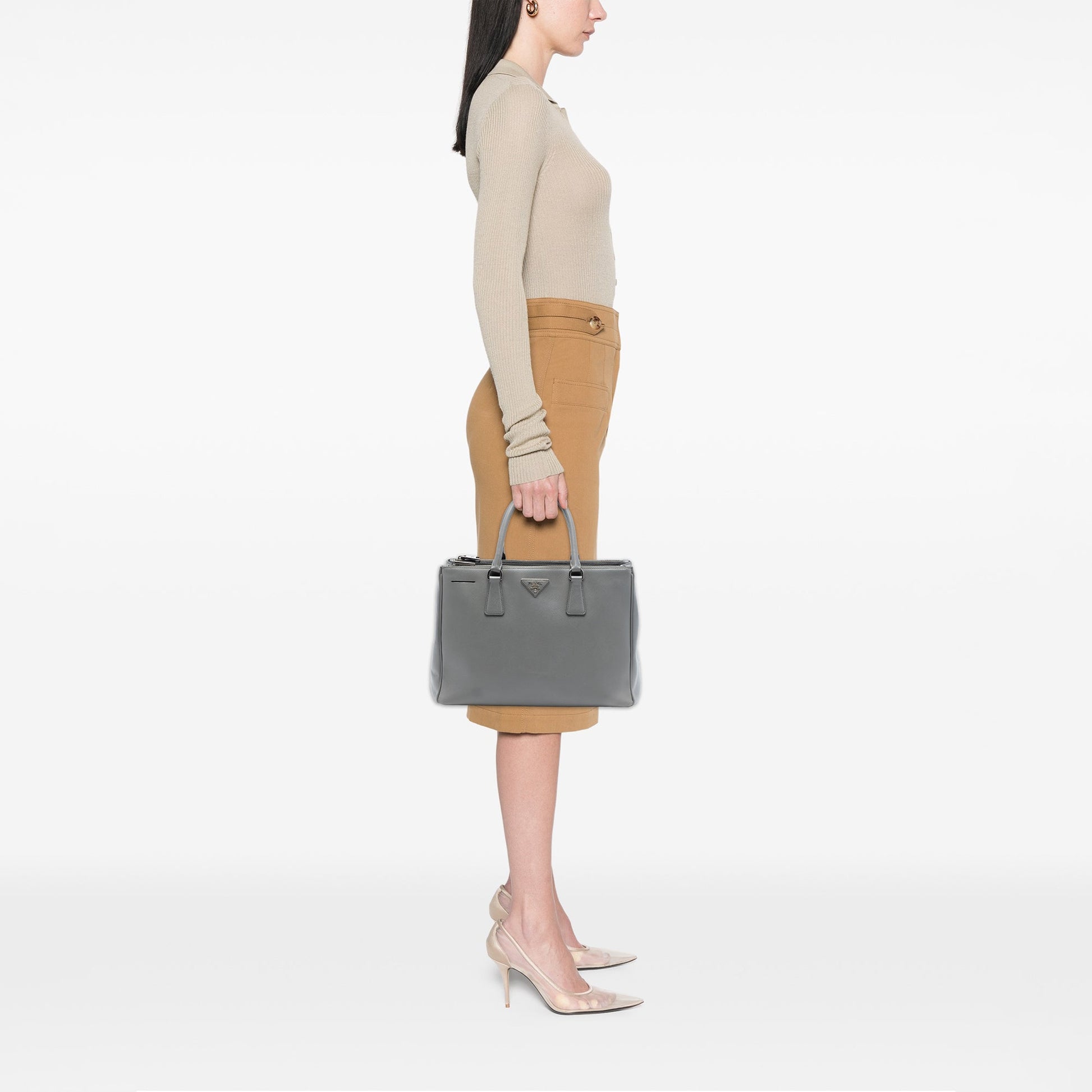 Prada Medium Saffiano Lux Galleria Double Zip Satchel