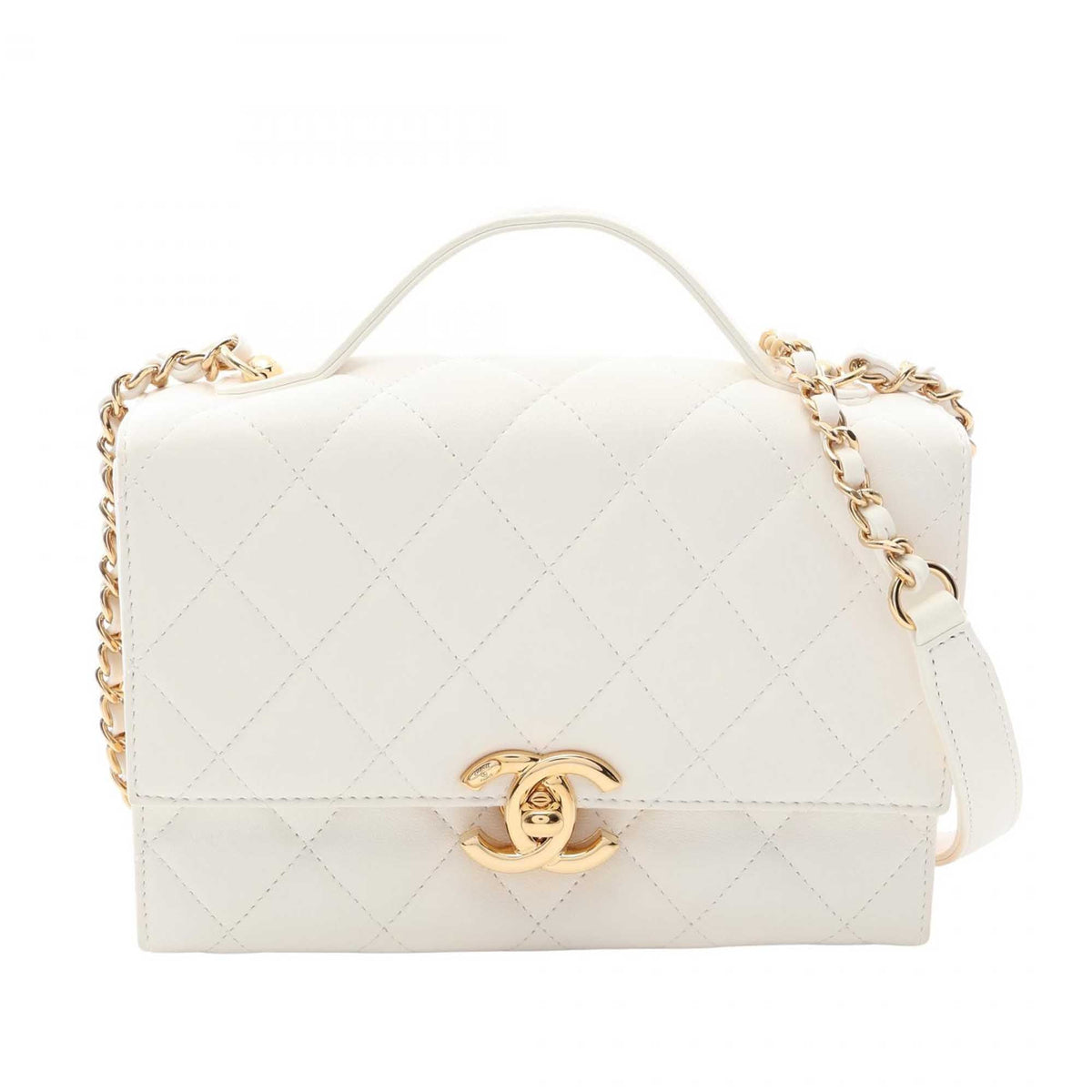 Chanel Mini CC Quilted Lambskin Plate Top Handle Flap