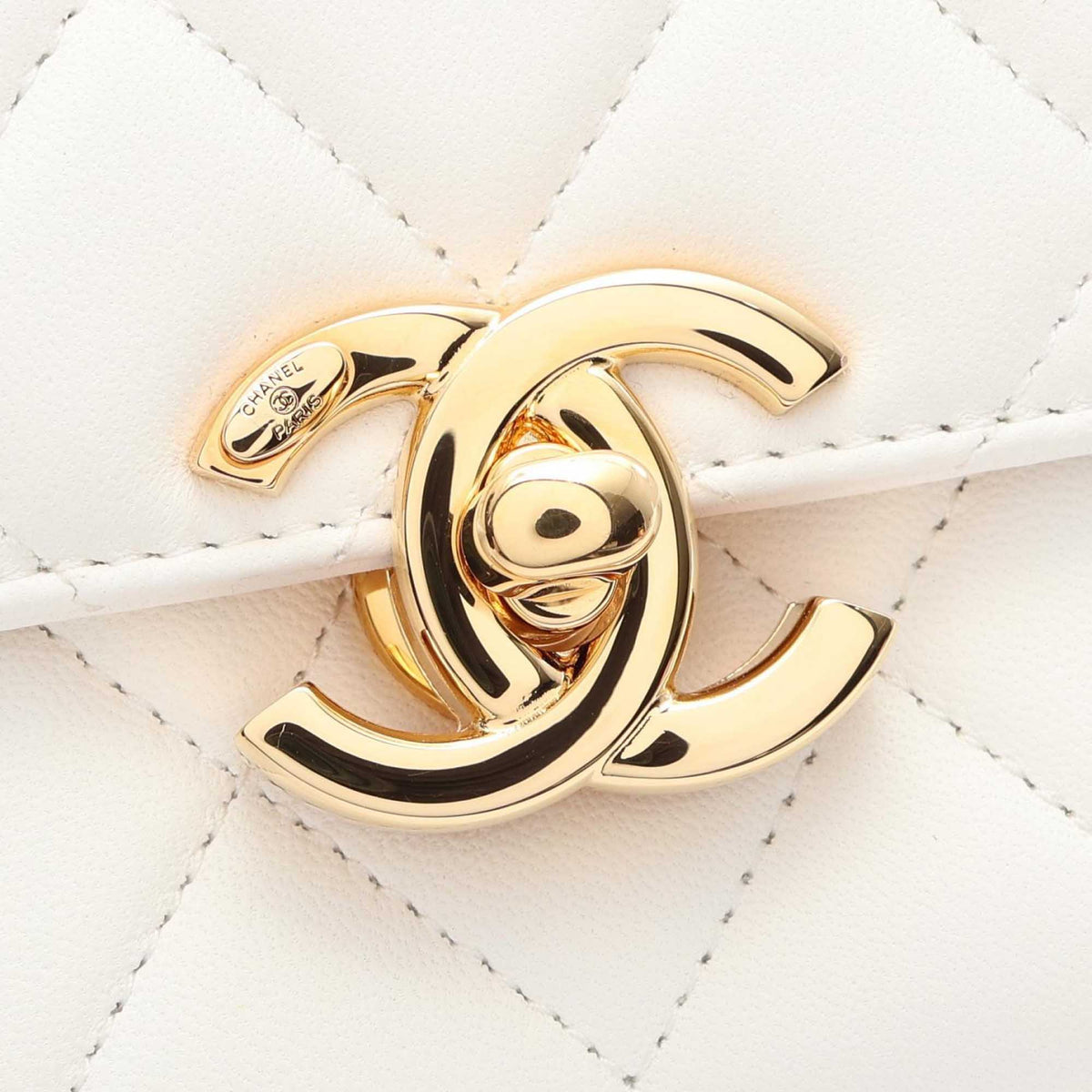 Chanel Mini CC Quilted Lambskin Plate Top Handle Flap