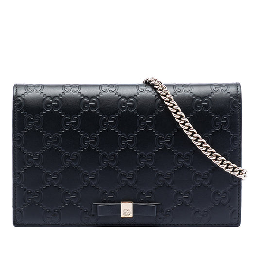 Gucci Mini Guccissima Bow Signature Wallet On Chain