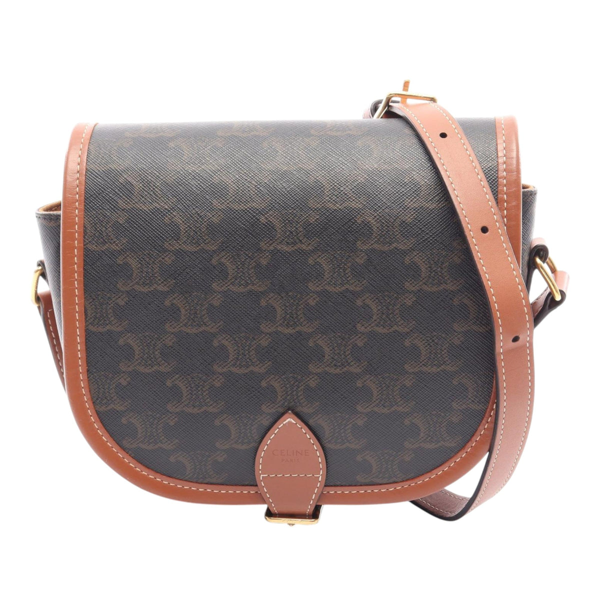 Celine Medium Triomphe Coated Canvas Folco Crossbody