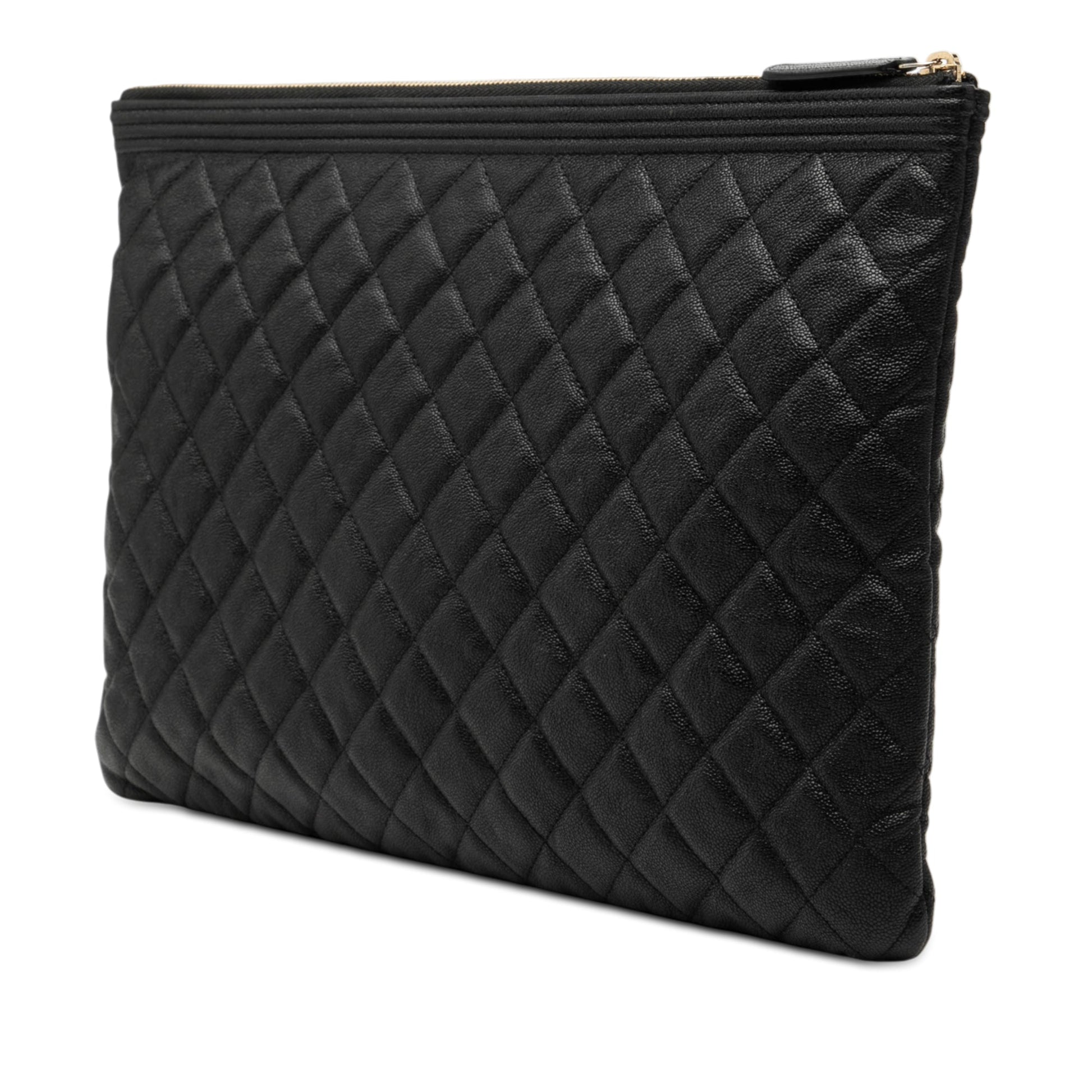 Chanel Large Quilted Caviar Boy O Case Clutch
