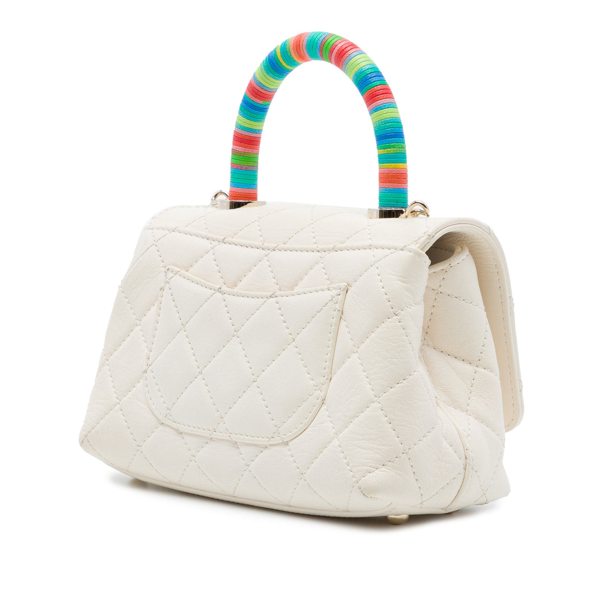 Chanel Extra Mini Quilted Goatskin Rainbow Top Handle Flap