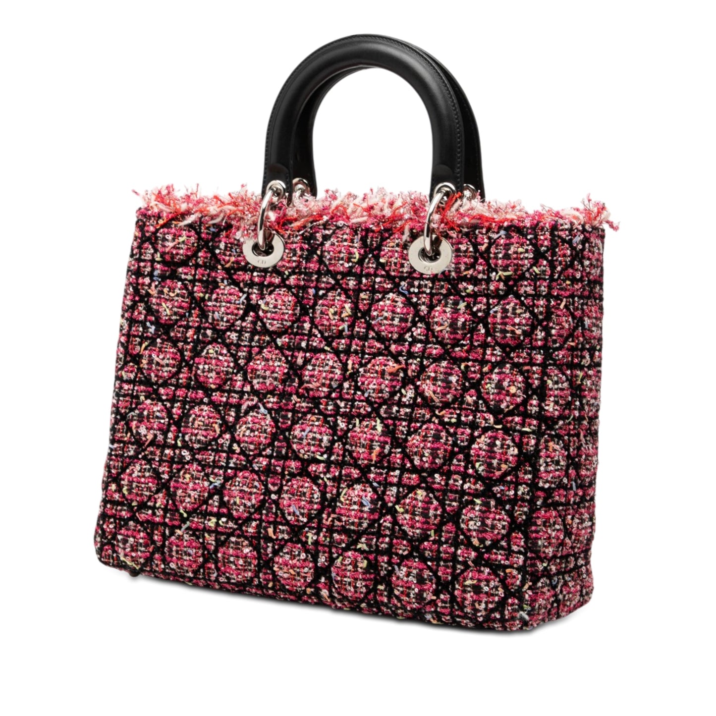 Dior Large Tweed Cannage Fringe Lady Dior