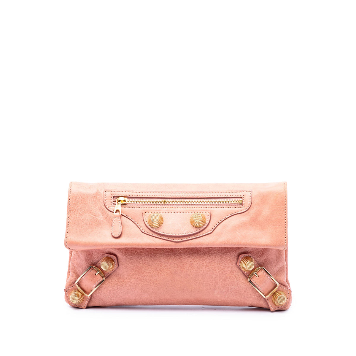 Balenciaga Lambskin Motocross Giant 21 Envelope Clutch — Pink