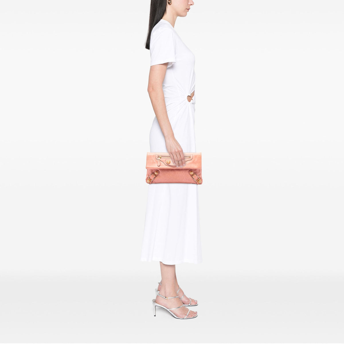 Balenciaga Lambskin Motocross Giant 21 Envelope Clutch — Pink