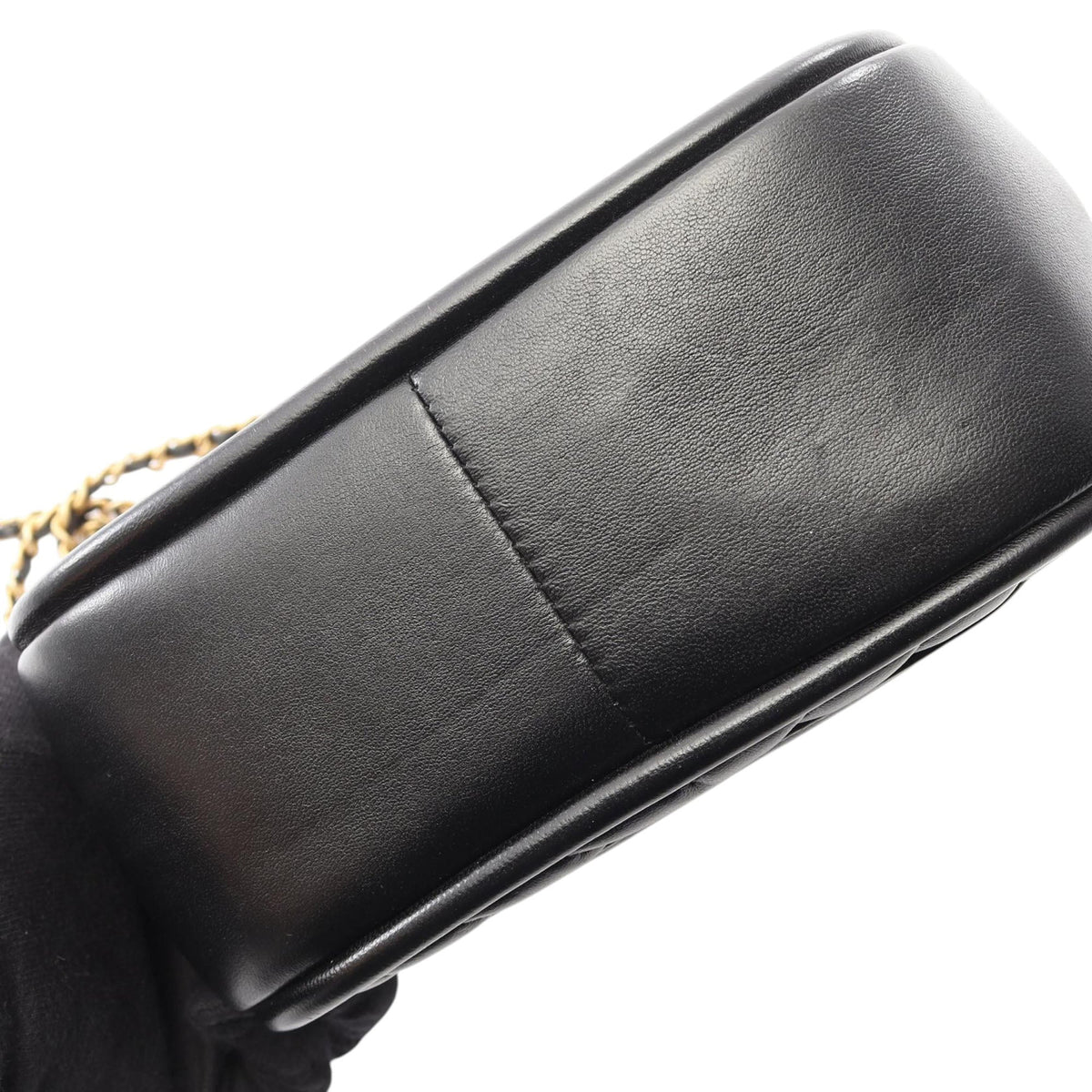 Chanel Mini Reverse Quilted Chevron Lambskin Round Satchel