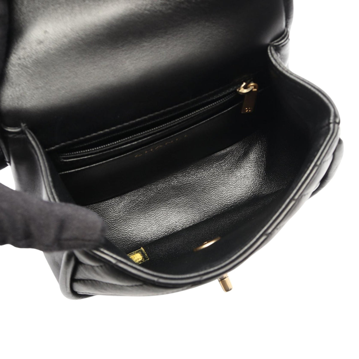 Chanel Mini Reverse Quilted Chevron Lambskin Round Satchel