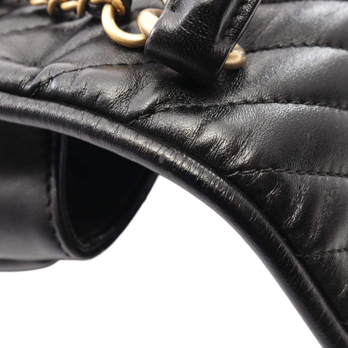 Chanel Mini Reverse Quilted Chevron Lambskin Round Satchel