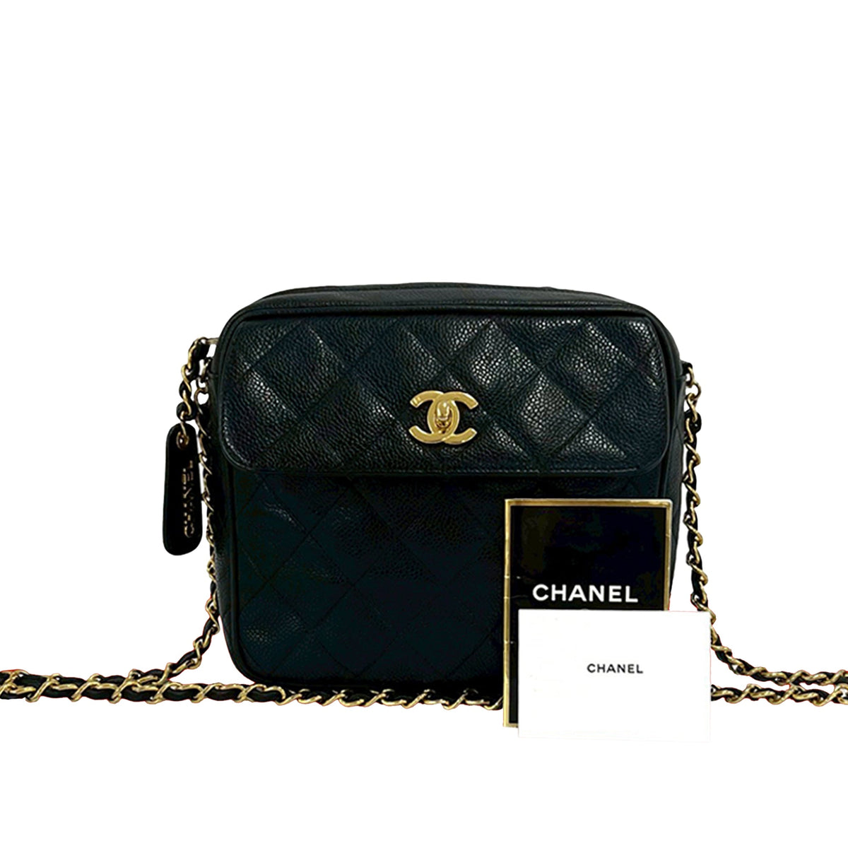 Chanel CC Quilted Caviar Front Pocket Camera Bag