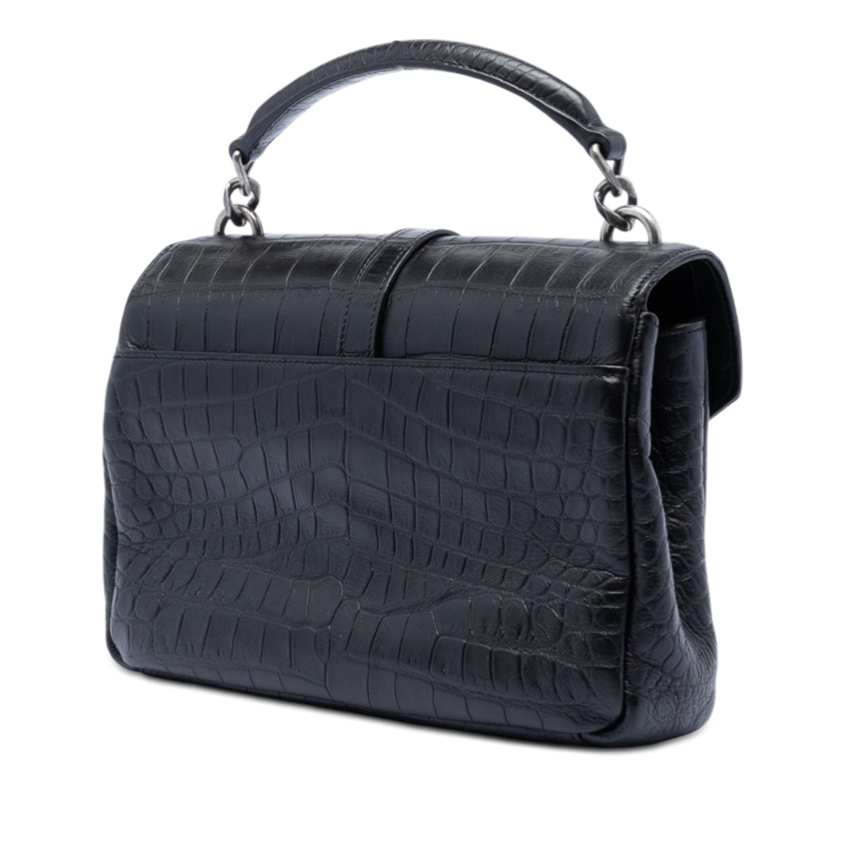 Medium Croc Embossed Leather College Satchel