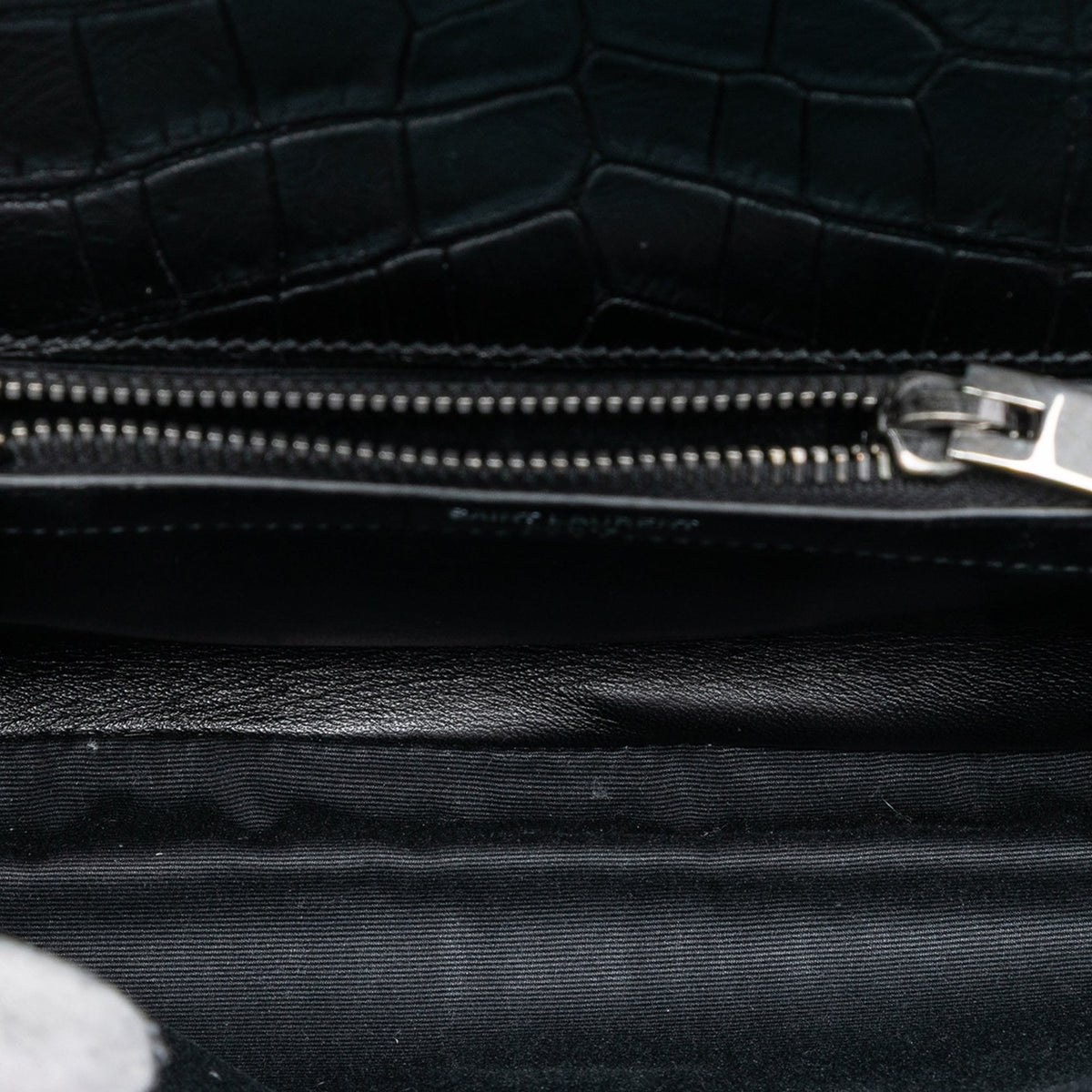 Medium Croc Embossed Leather College Satchel