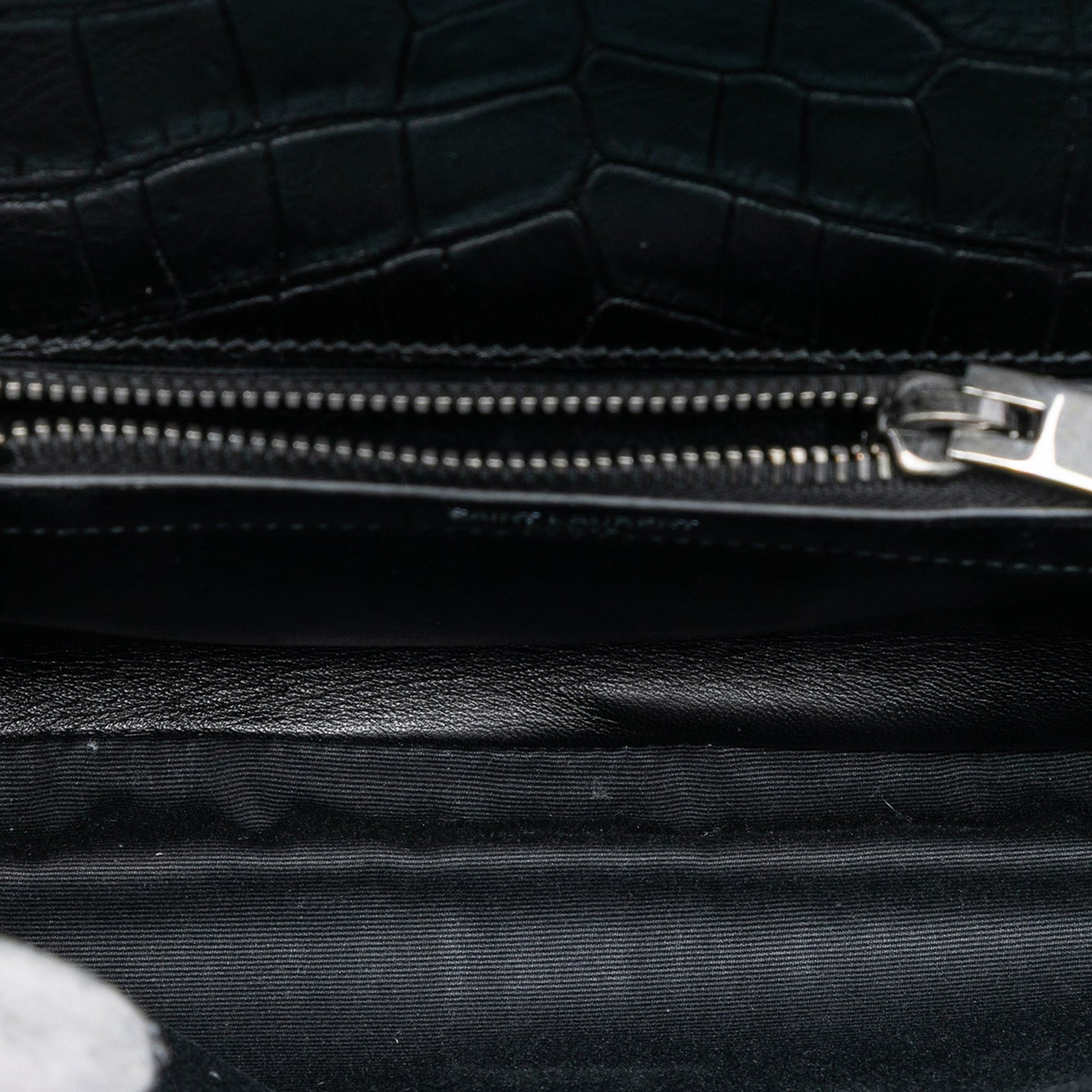 Medium Croc Embossed Leather College Satchel