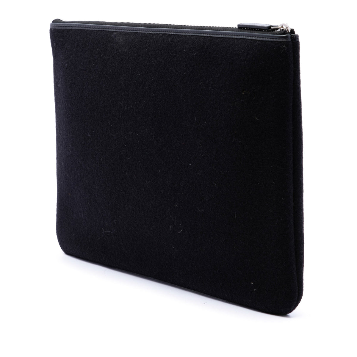 Chanel Large Wool Felt Deauville O Case Clutch — Black