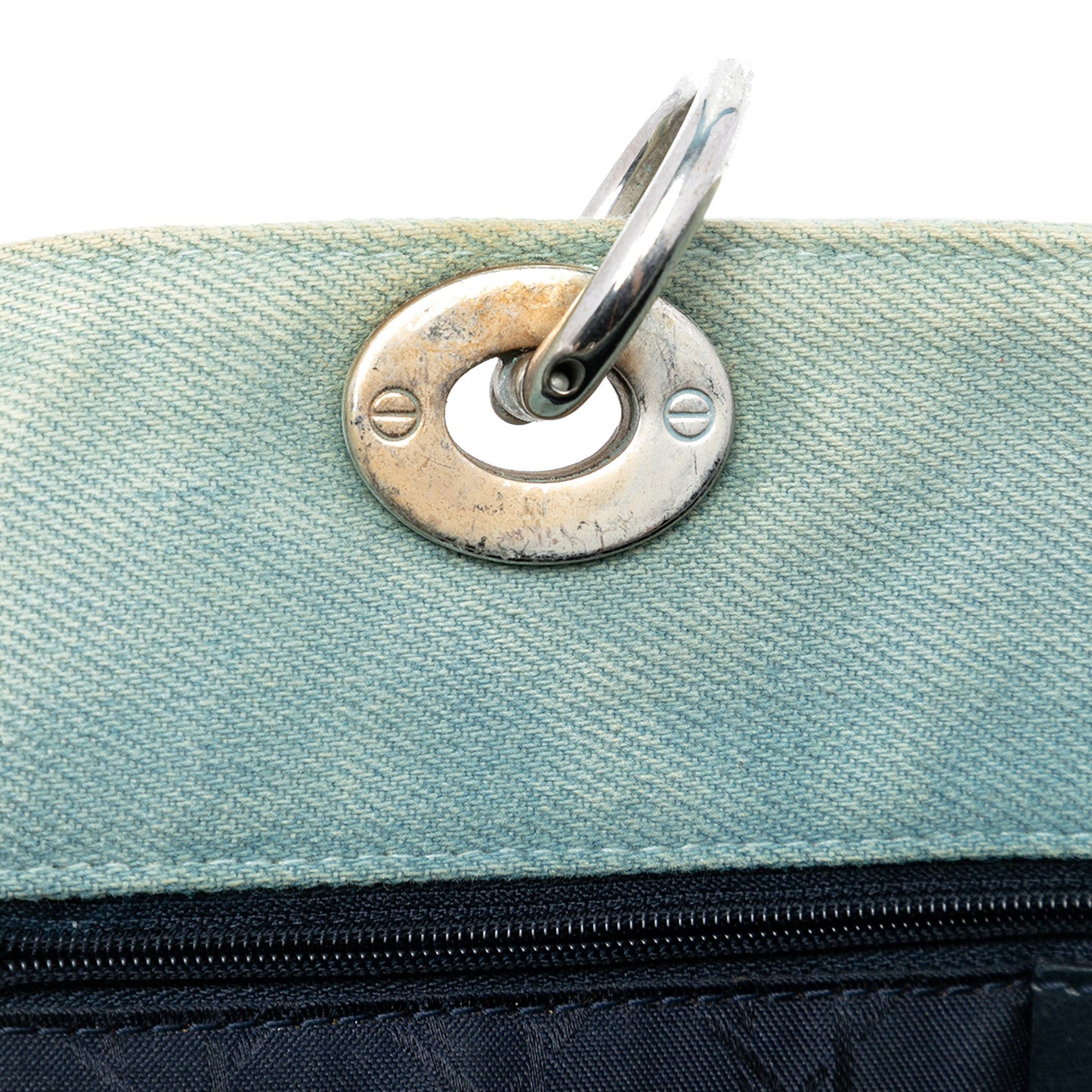 Dior Large Denim Cannage Acrylic Handles Lady Dior