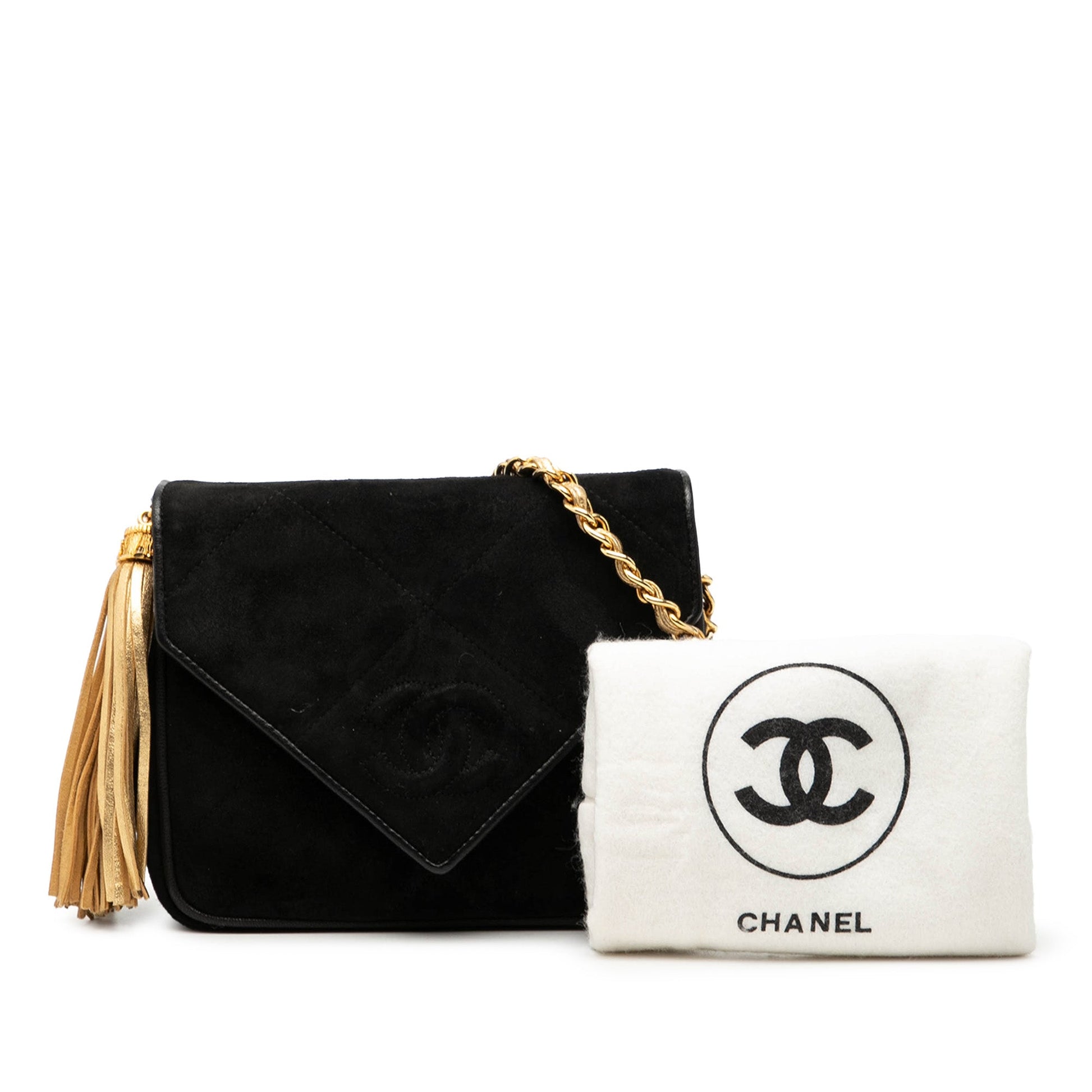 Chanel CC Suede Tassel Crossbody