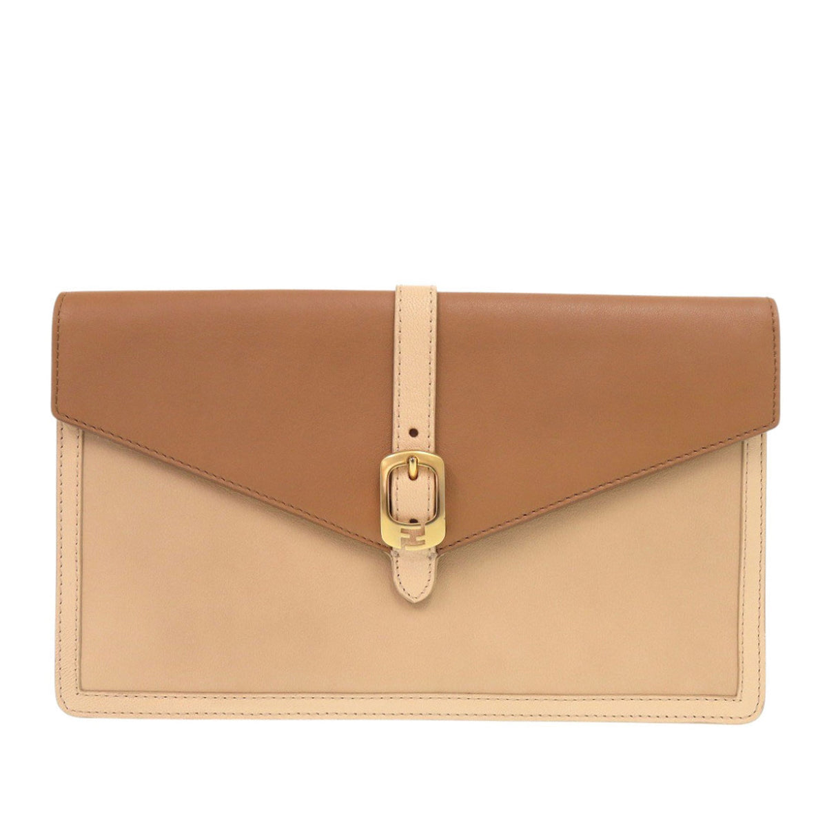 Fendi Bicolor Leather Chameleon Bustina Envelope Clutch — Beige