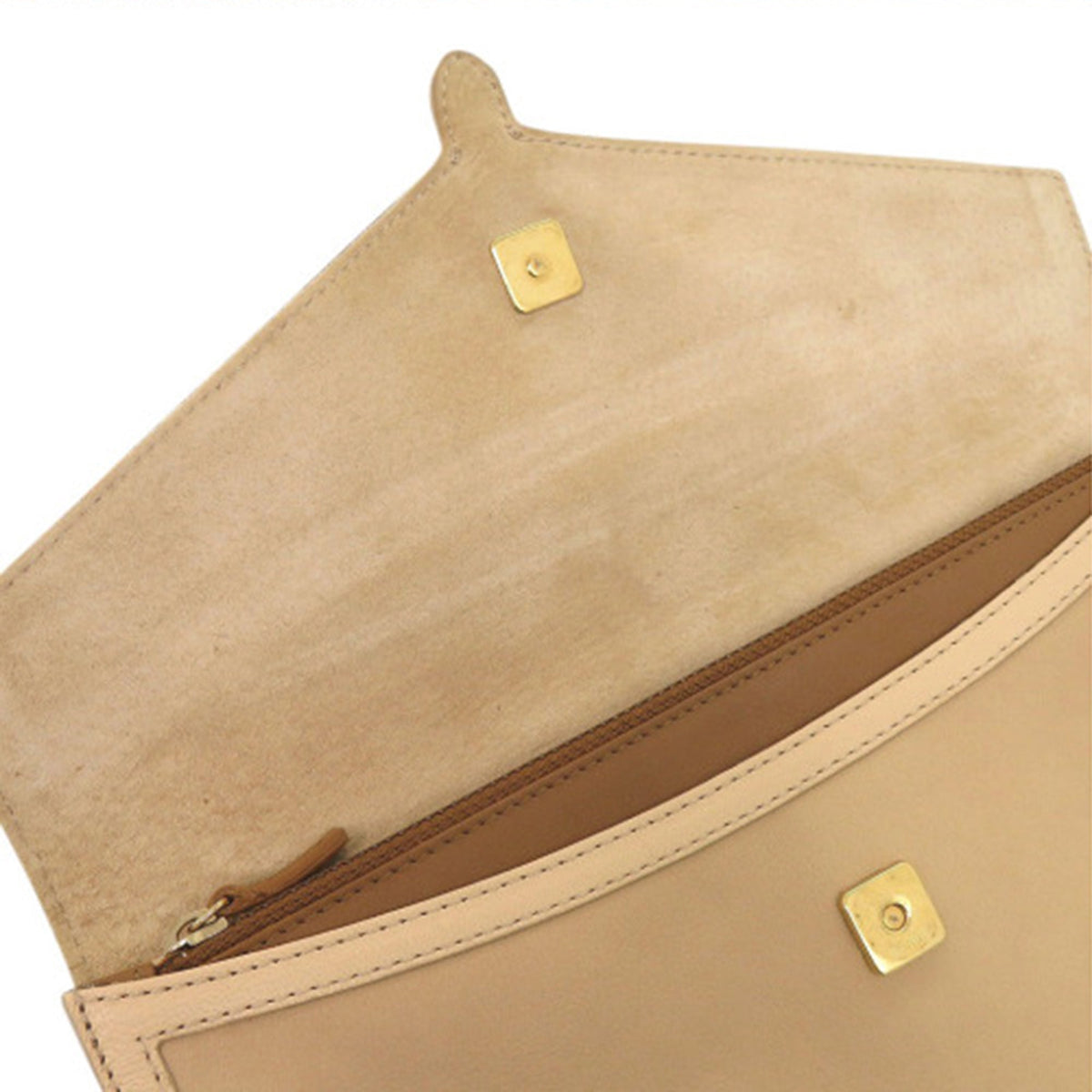 Fendi Bicolor Leather Chameleon Bustina Envelope Clutch — Beige