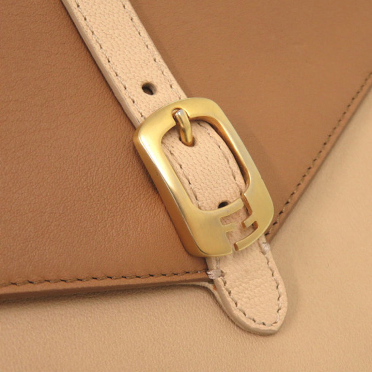 Fendi Bicolor Leather Chameleon Bustina Envelope Clutch — Beige