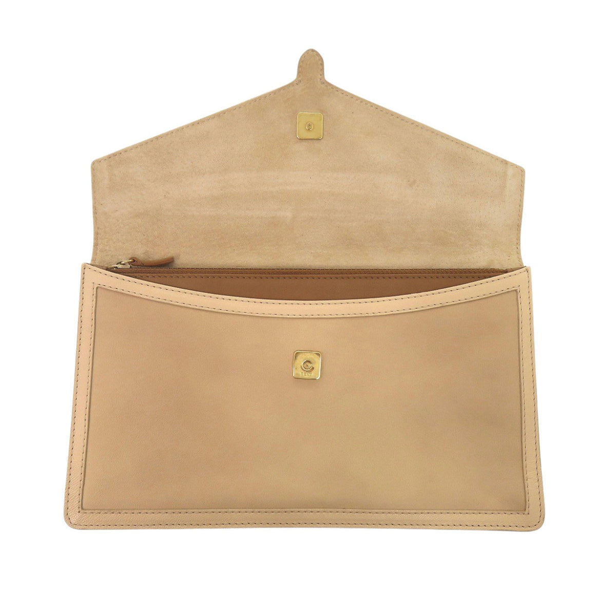 Fendi Bicolor Leather Chameleon Bustina Envelope Clutch — Beige