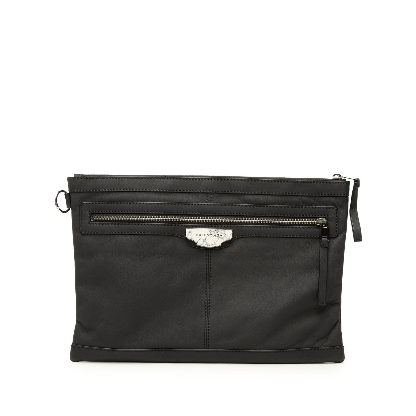 Balenciaga Lambskin Marble Clip Clutch L