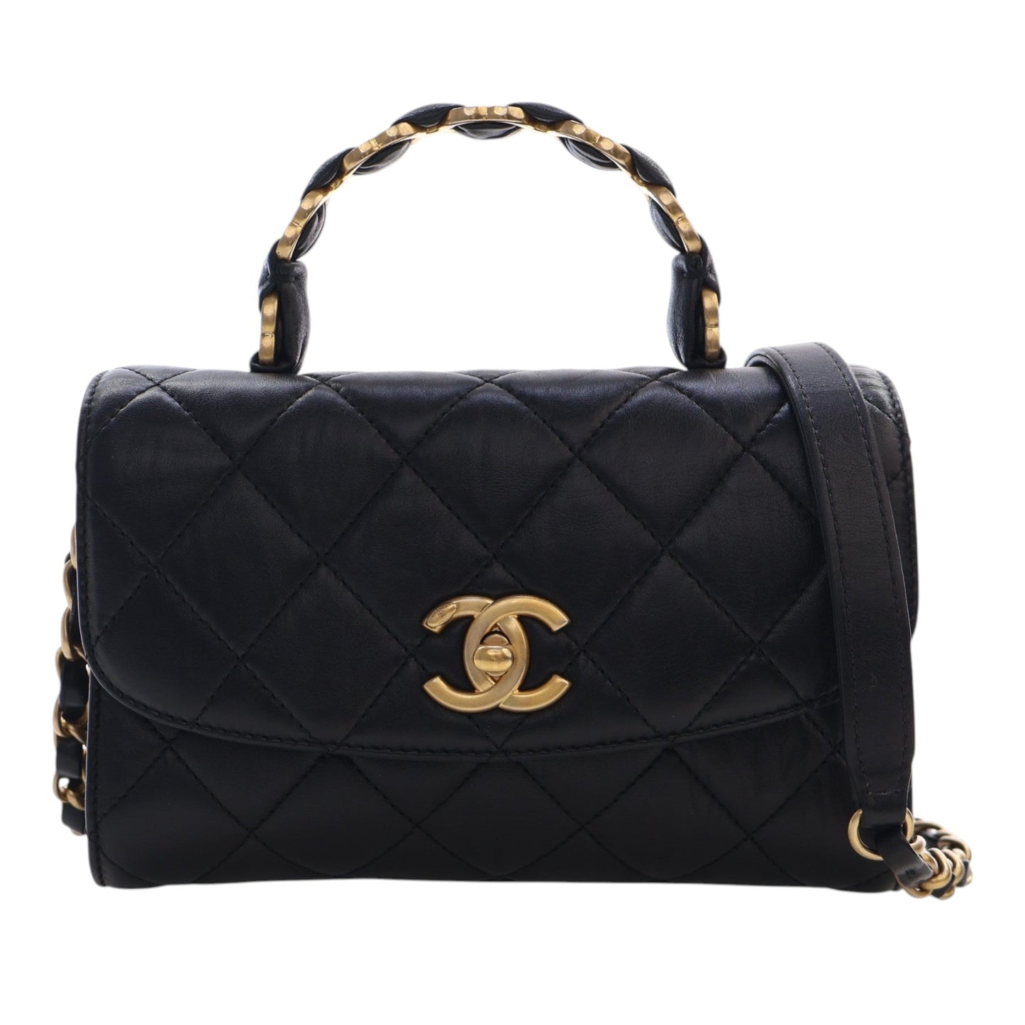 Chanel Mini CC Quilted Lambskin Links Top Handle Flap