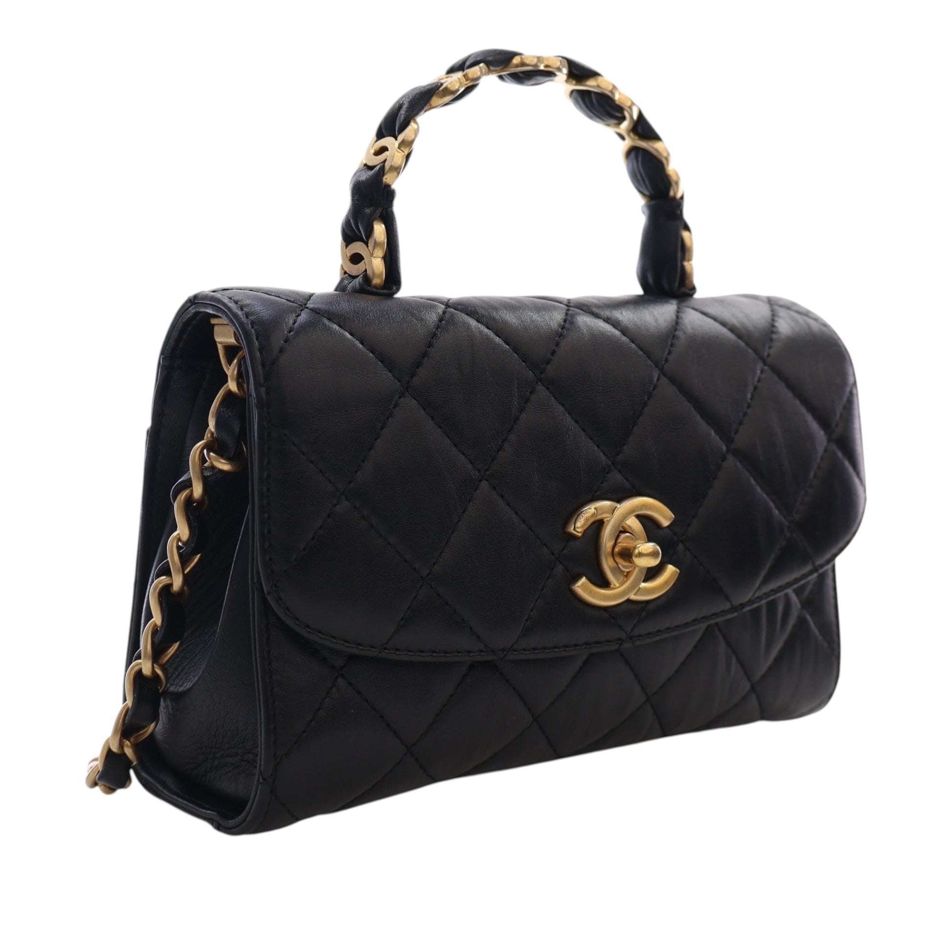 Chanel Mini CC Quilted Lambskin Links Top Handle Flap