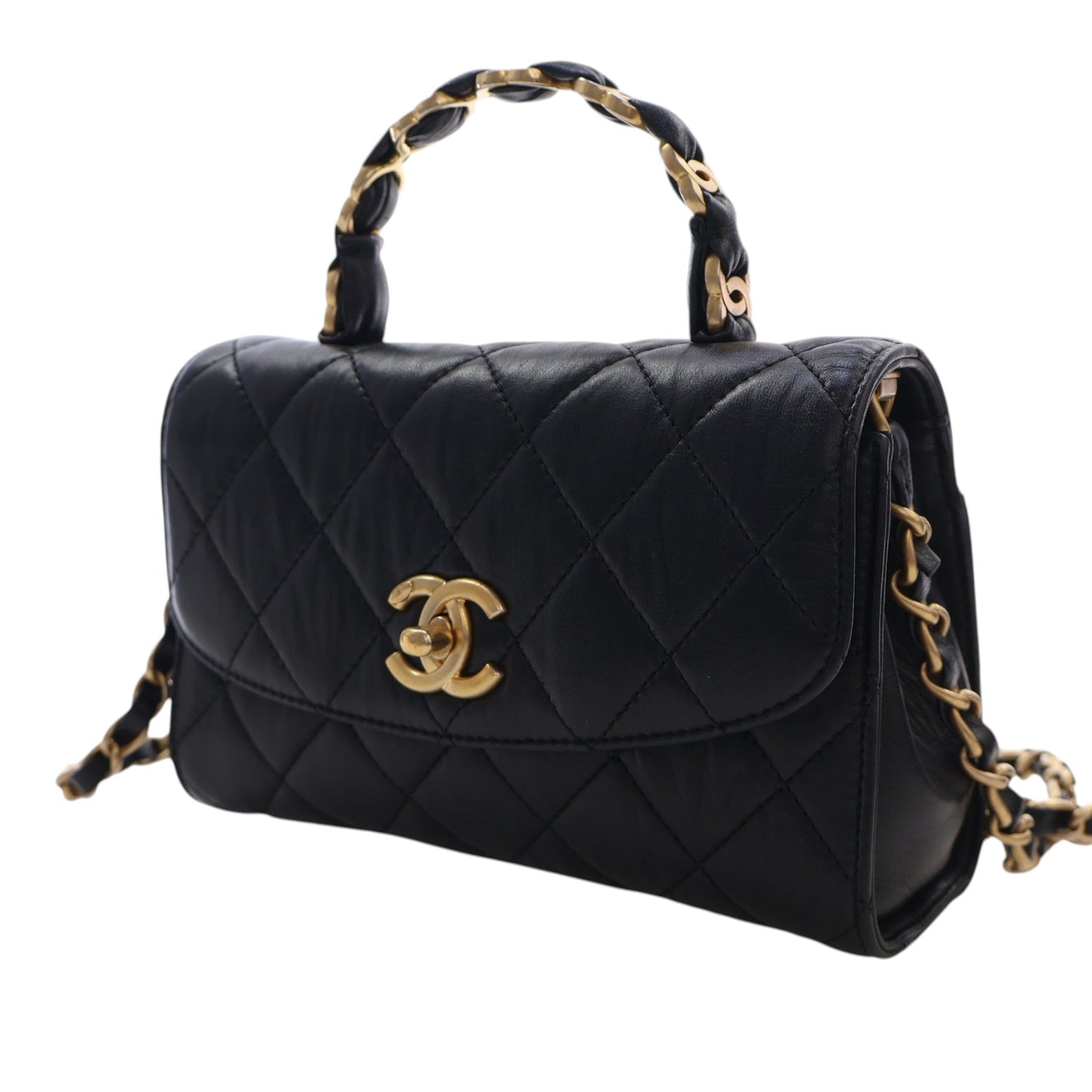 Chanel Mini CC Quilted Lambskin Links Top Handle Flap