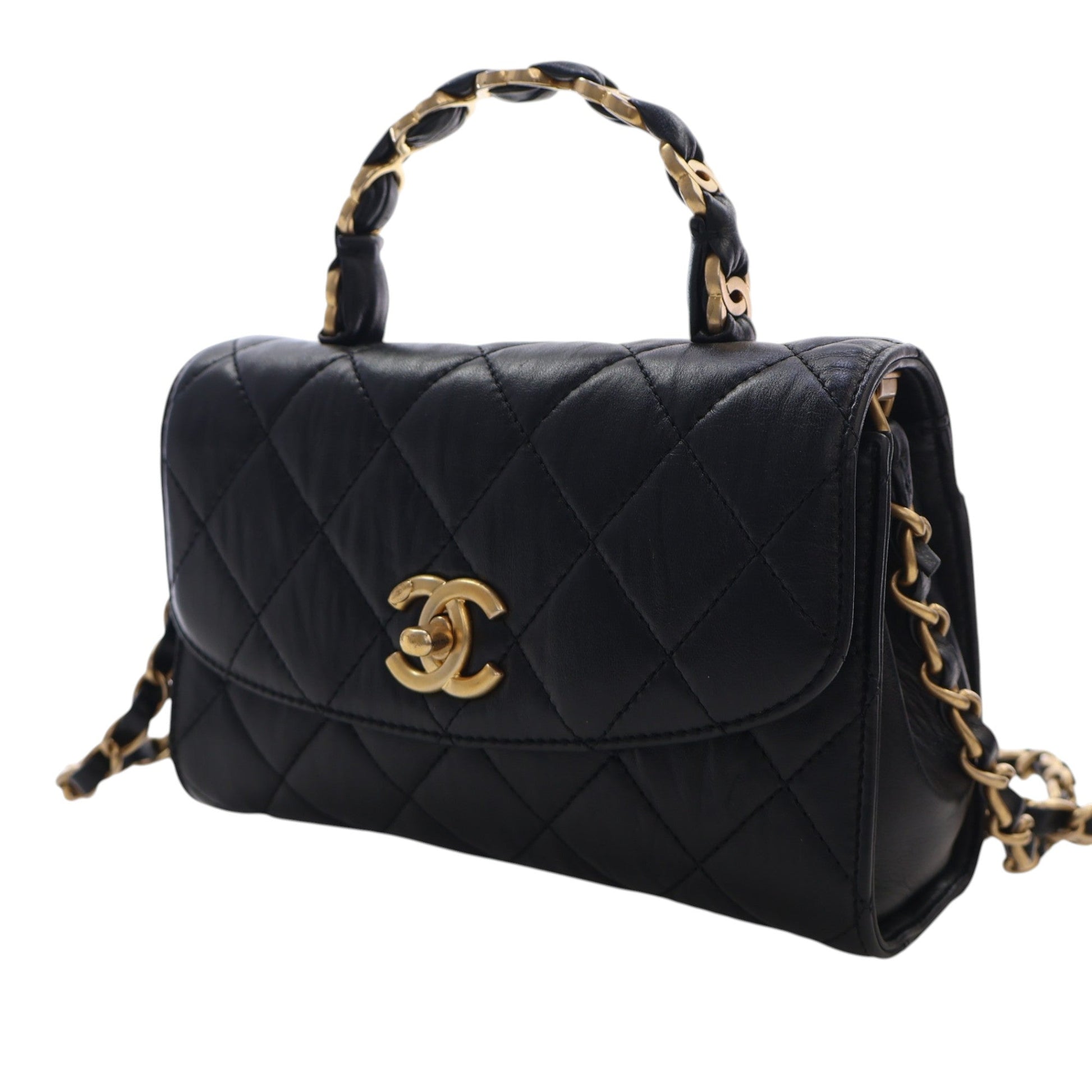 Chanel Mini CC Quilted Lambskin Links Top Handle Flap