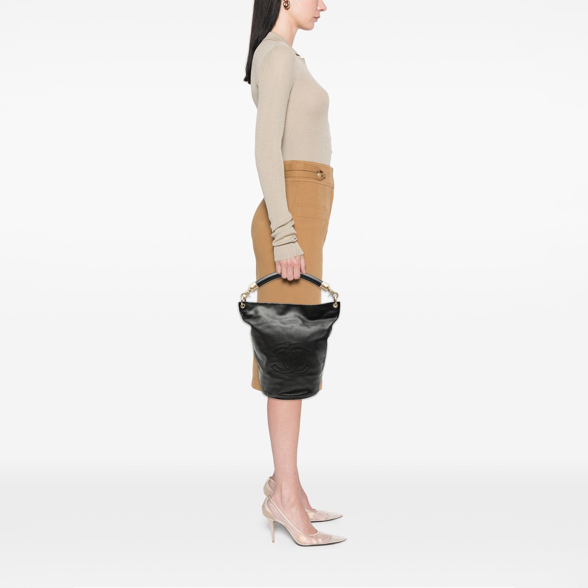 Chanel CC Lambskin Bucket Bag