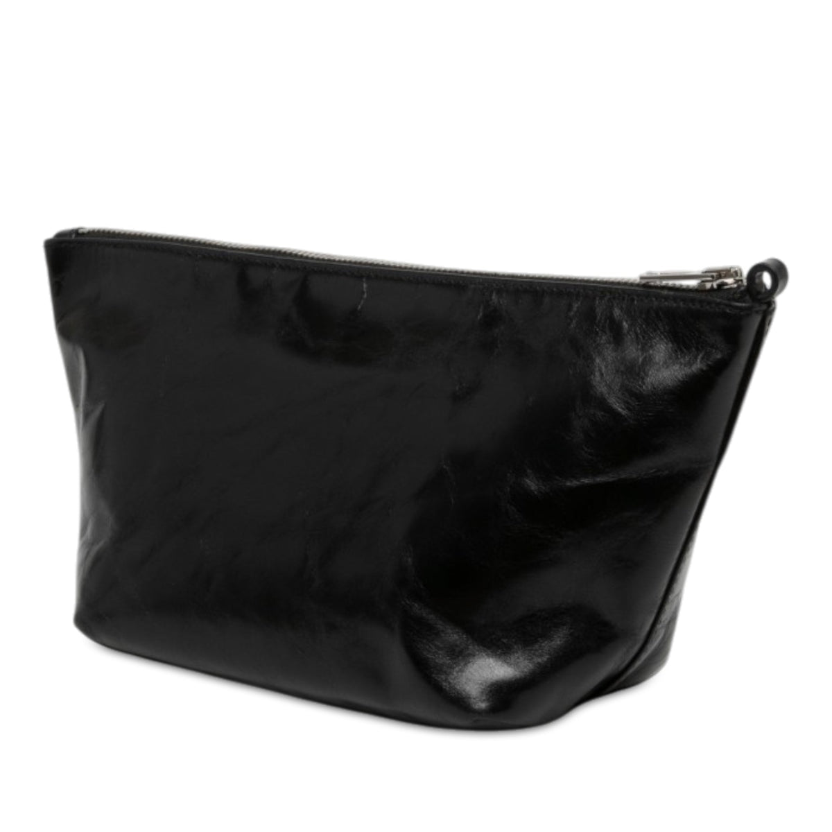 Alexander Wang Crackled Patent Punch Wristlet Zip Pouch — Black